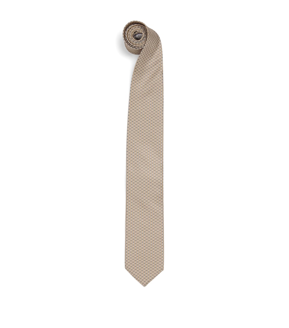 Eton Silk Geometric Tie Beige