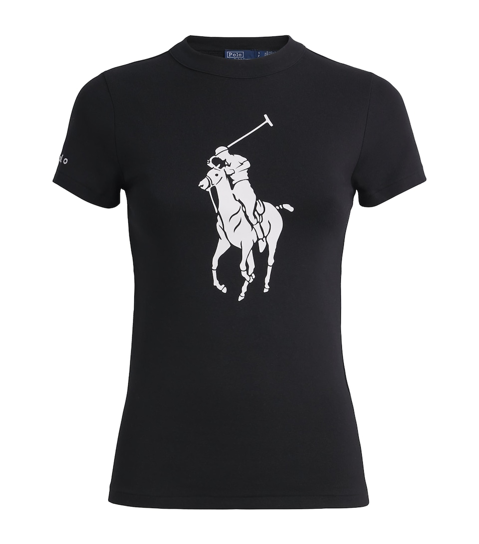 Polo Ralph Lauren Womens Cotton-Blend Polo Pony T-Shirt Polo Black