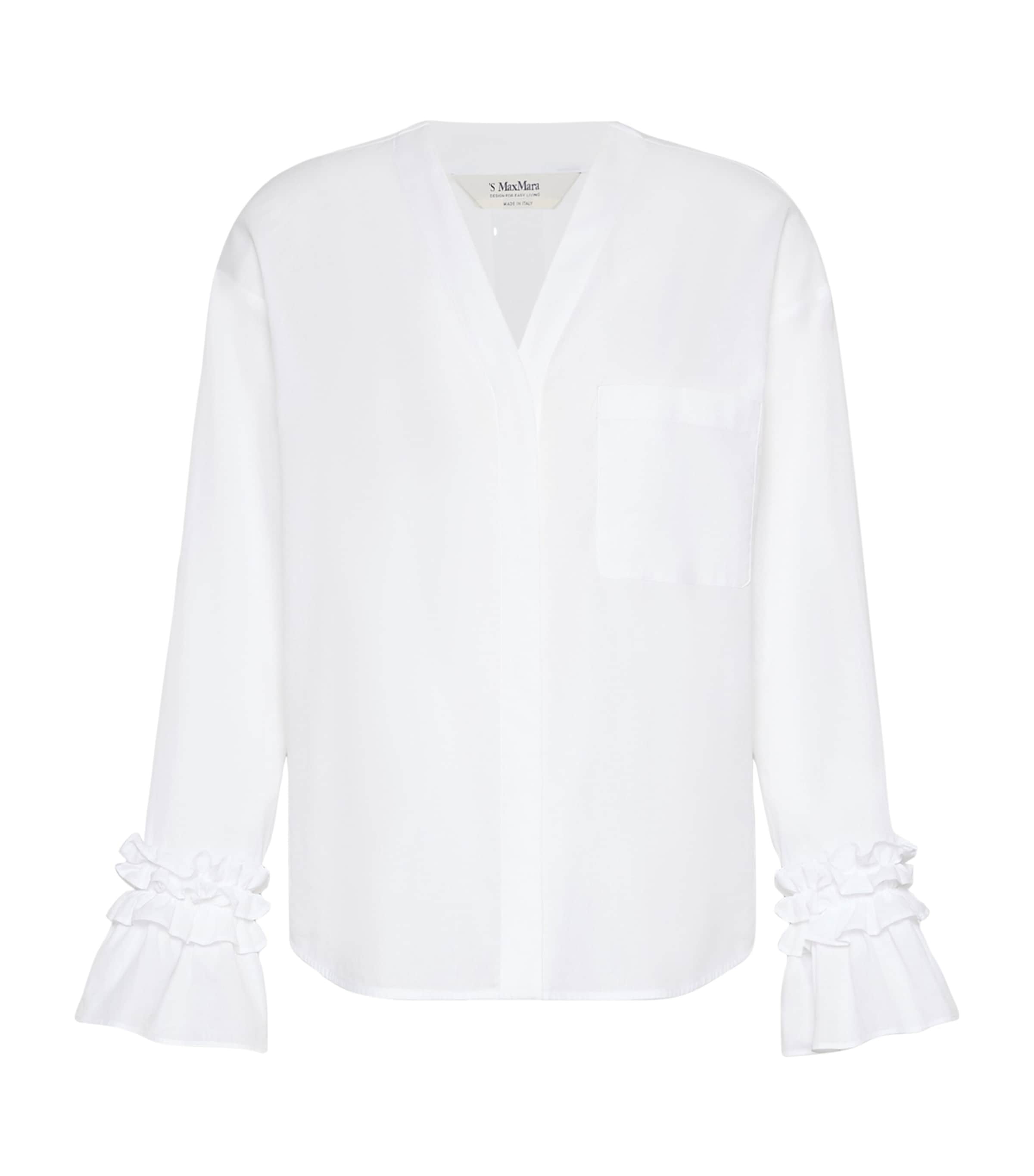 Max Mara Womens Ruffle-Trim Shirt White