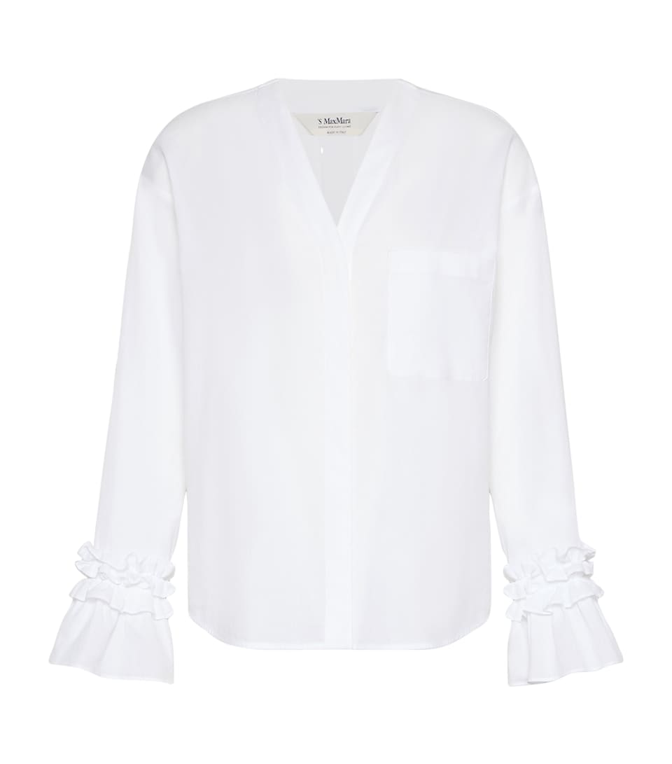 Max Mara Womens Ruffle-Trim Shirt White