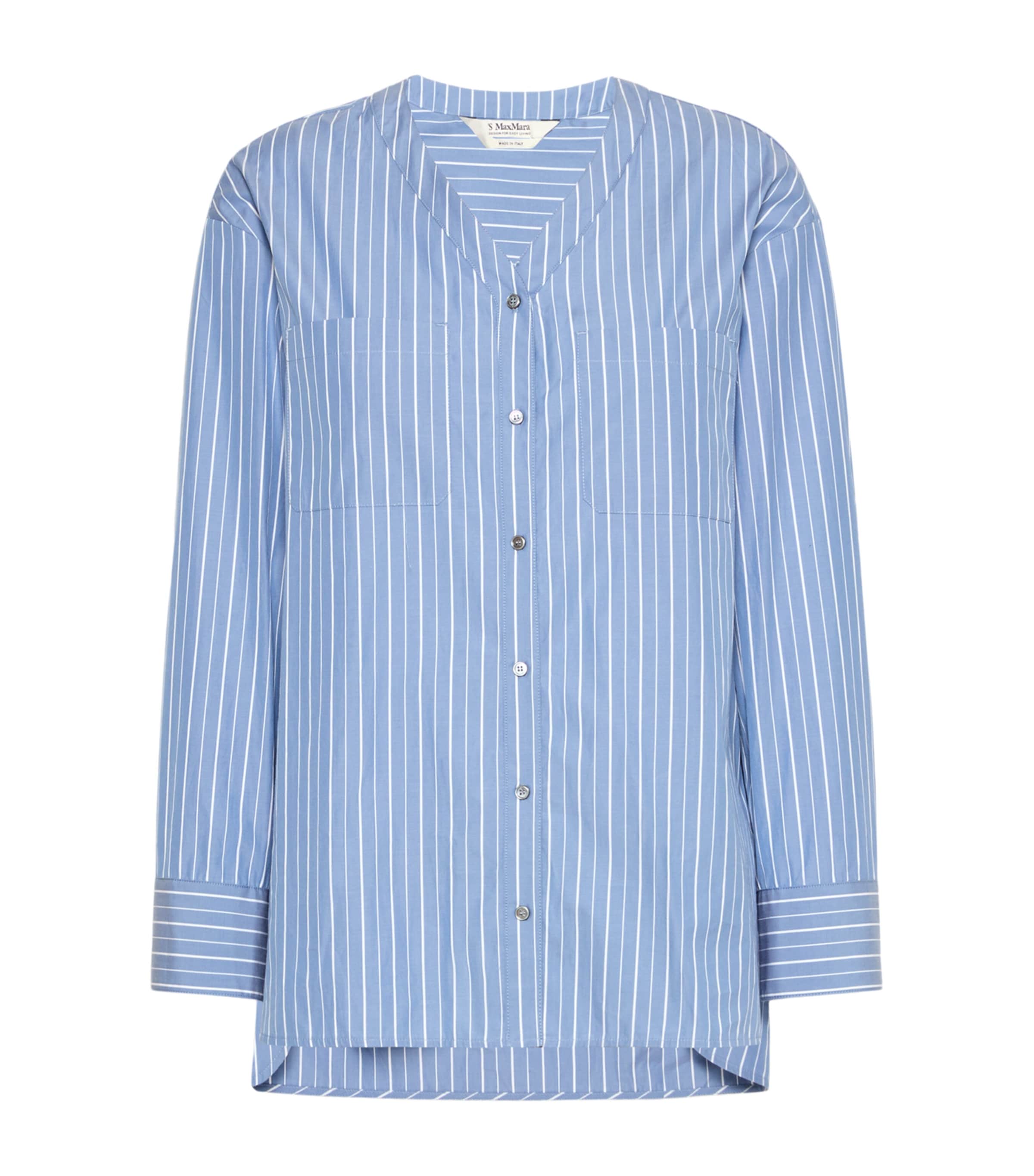 Max Mara Womens Cotton Stripe Shirt Light Blue