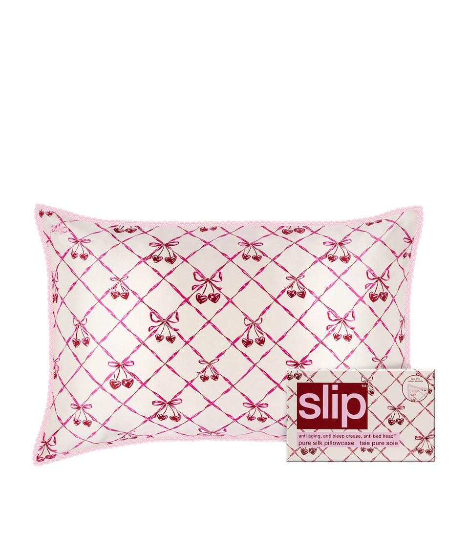 Mulberry Silk Lace-Trim Queen Pillowcase