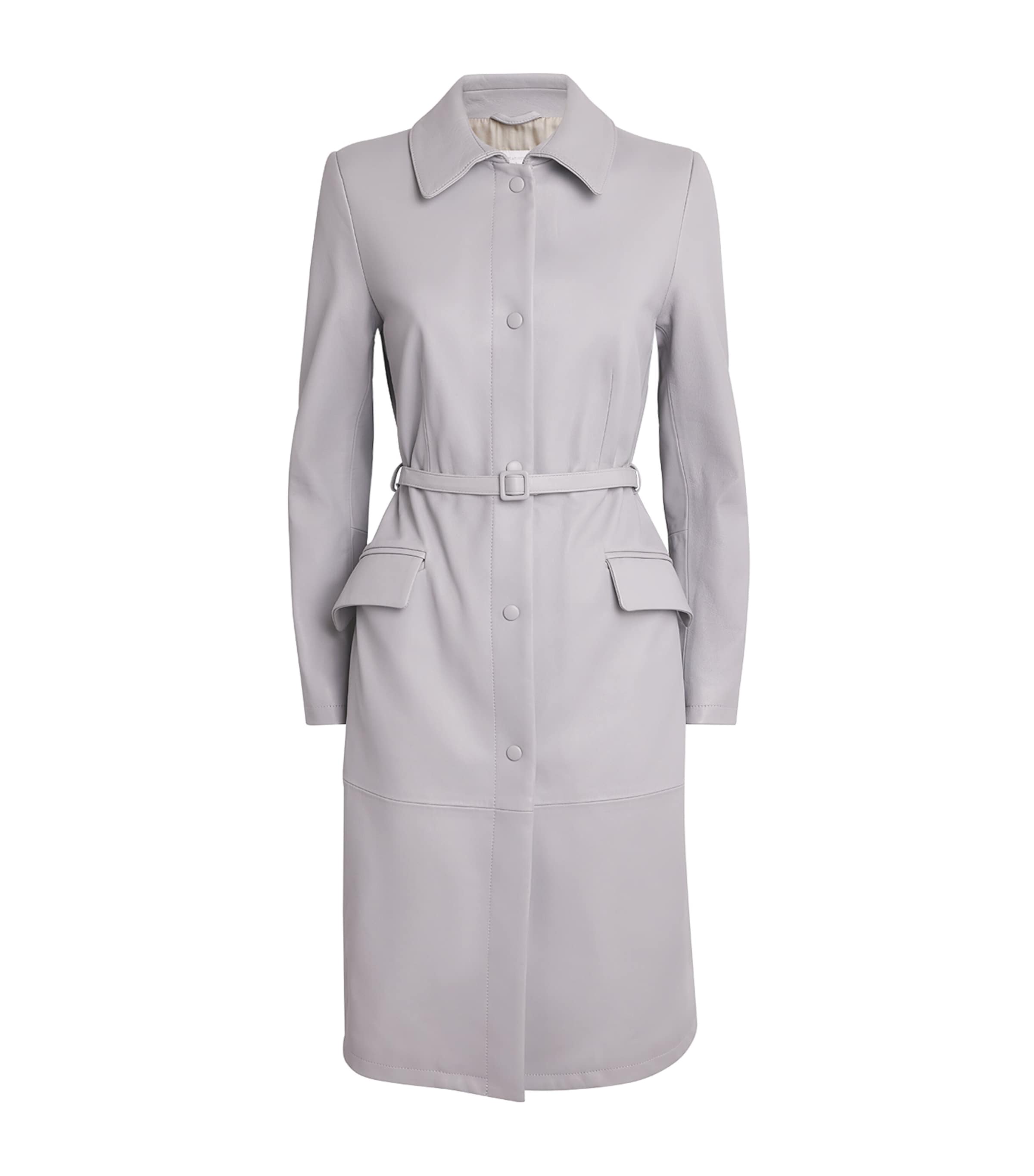Eleventy Womens Nappa Leather Trench Coat Nuvola
