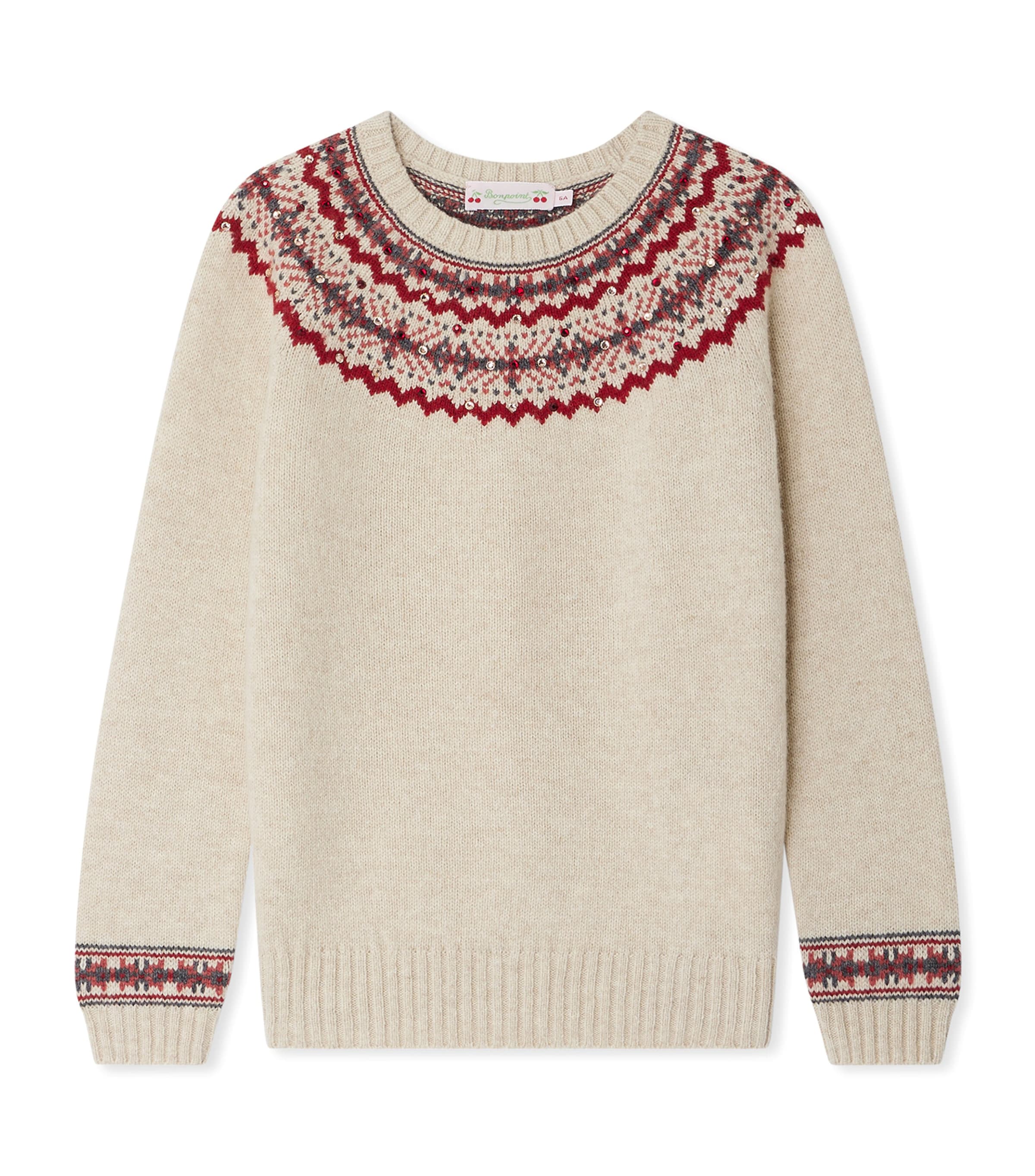 Jacquard Rhinestone-Detail Jamon Sweater (4-8 Years)