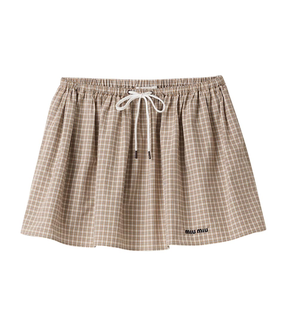 Cotton Poplin Check Mini Skirt