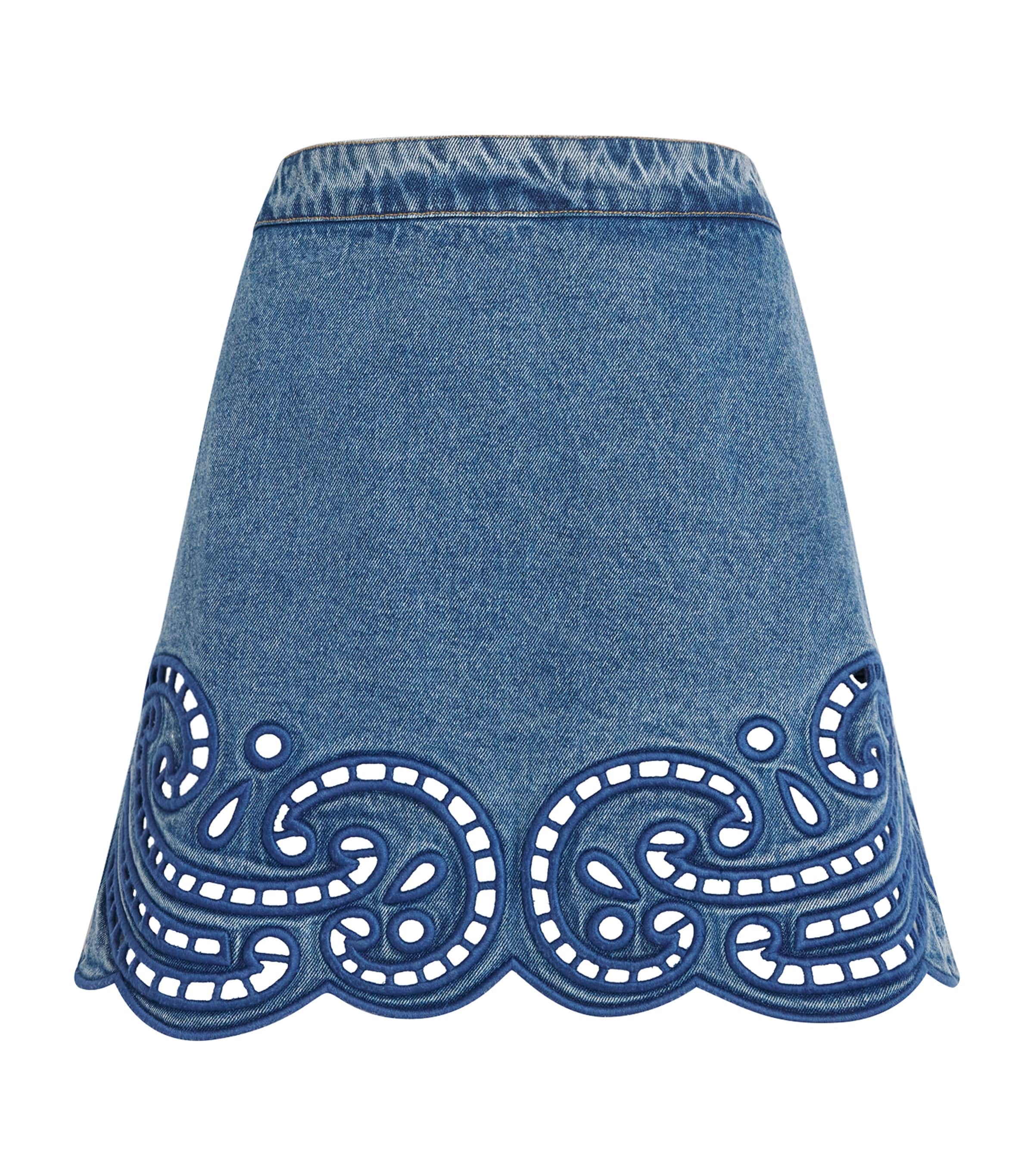 Ulla Johnson Womens Cadiz Eyelet Denim Mini Skirt River