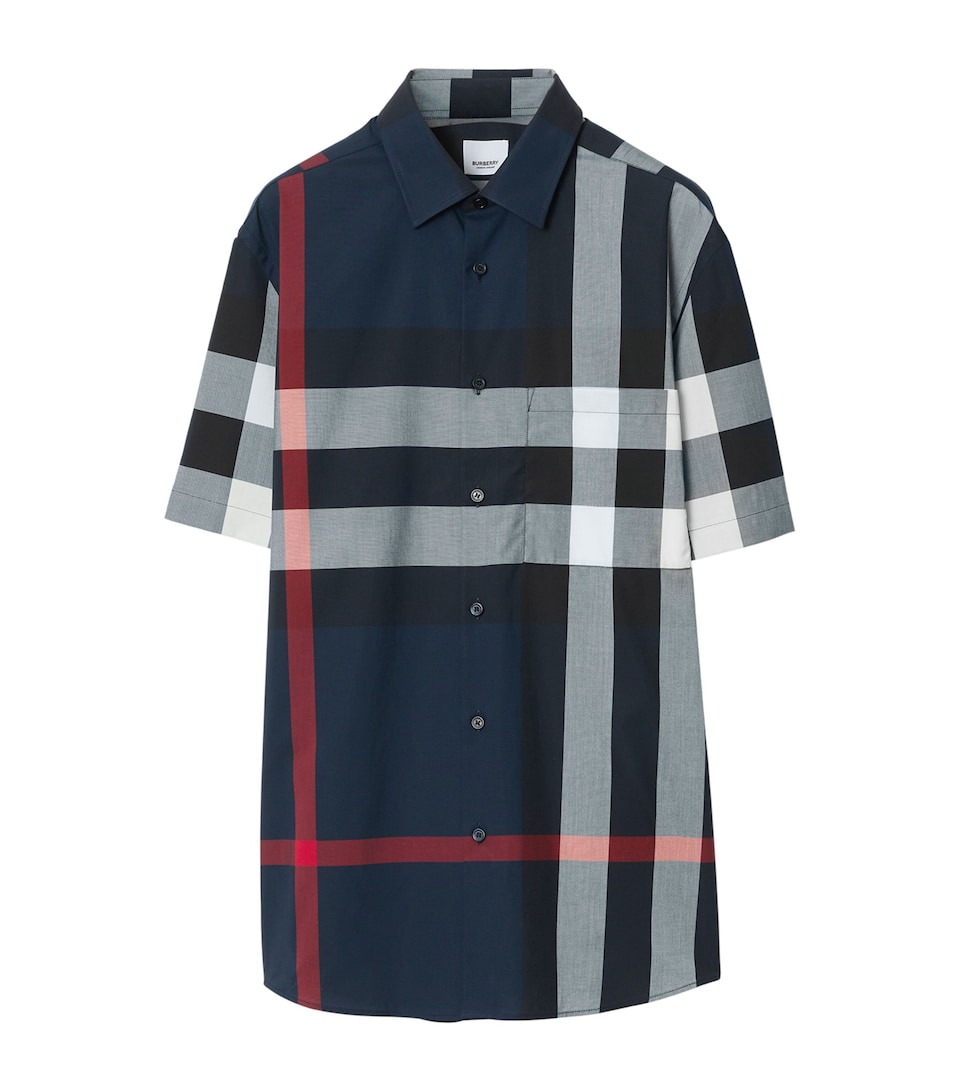 Cotton Enlarged-Check Short-Sleeve Shirt