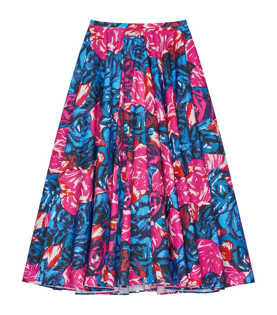 Givenchy Womens Cotton Floral Midi Skirt