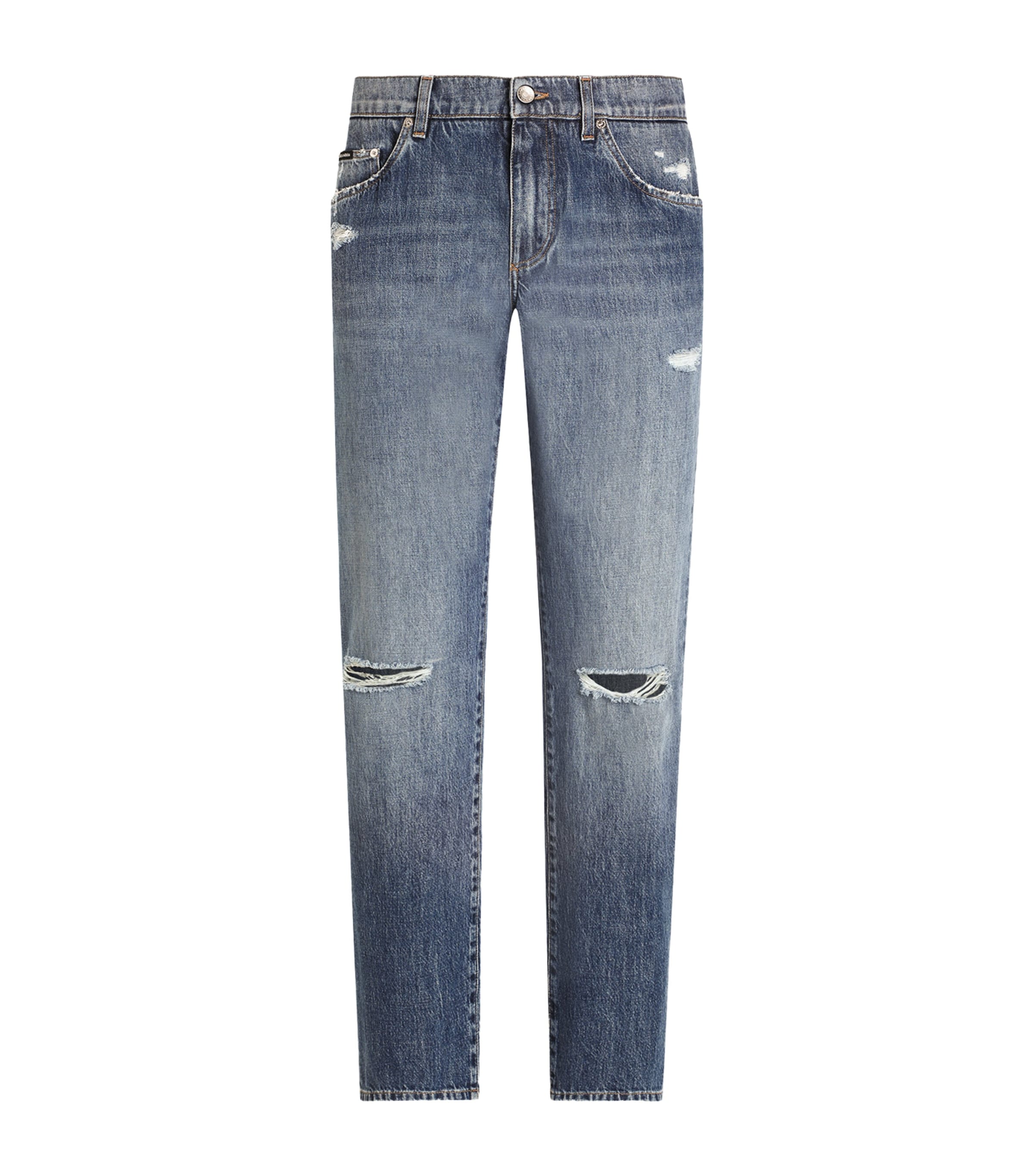 Straight Leg Distressed Jeans