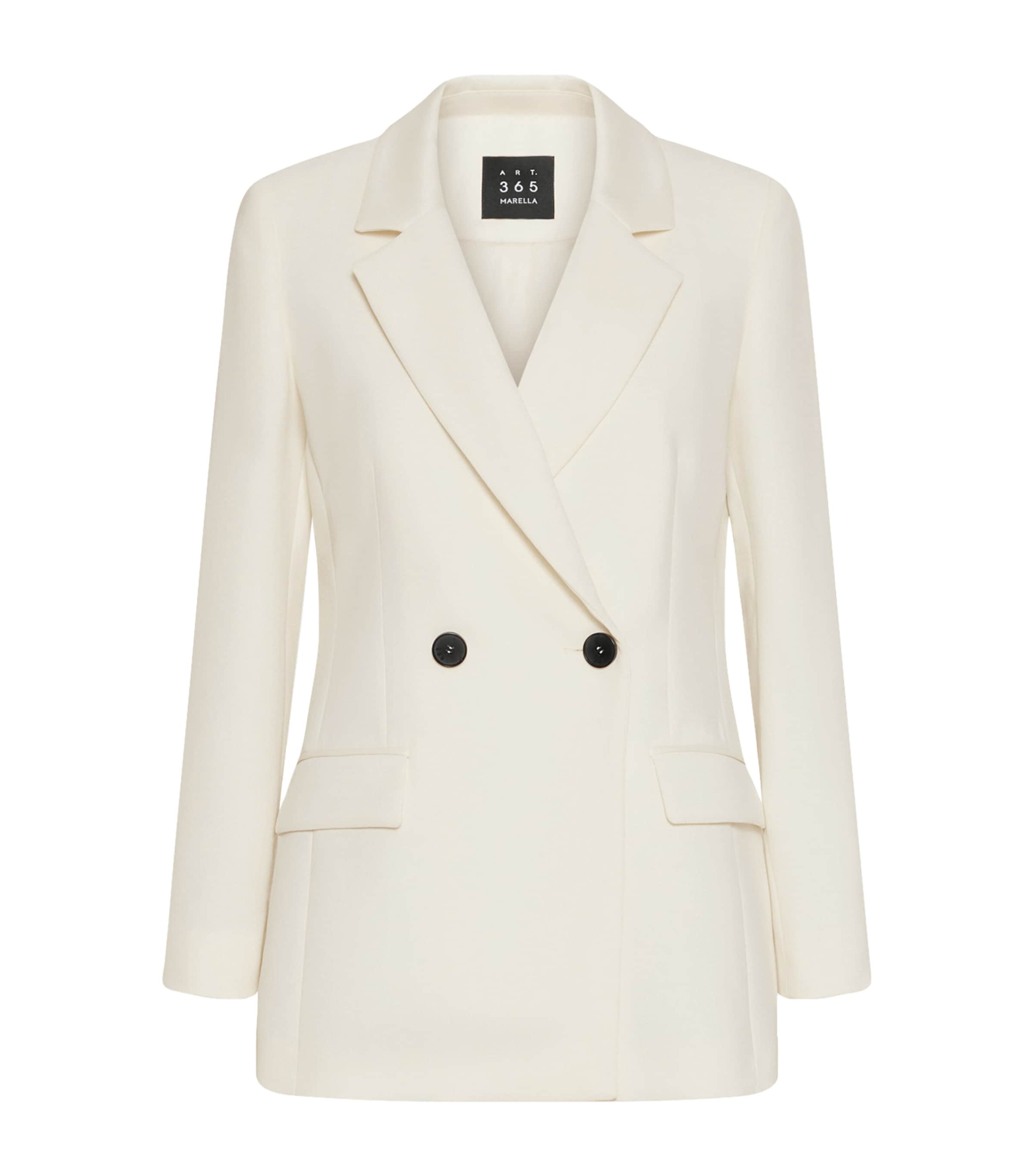 Marella Womens Double-Breasted Blazer Wool White