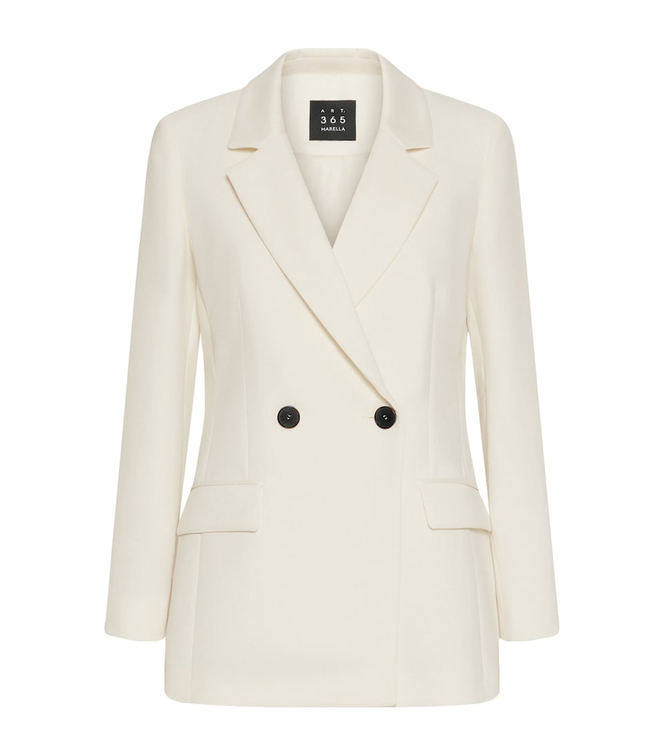 Marella Womens Double-Breasted Blazer Wool White