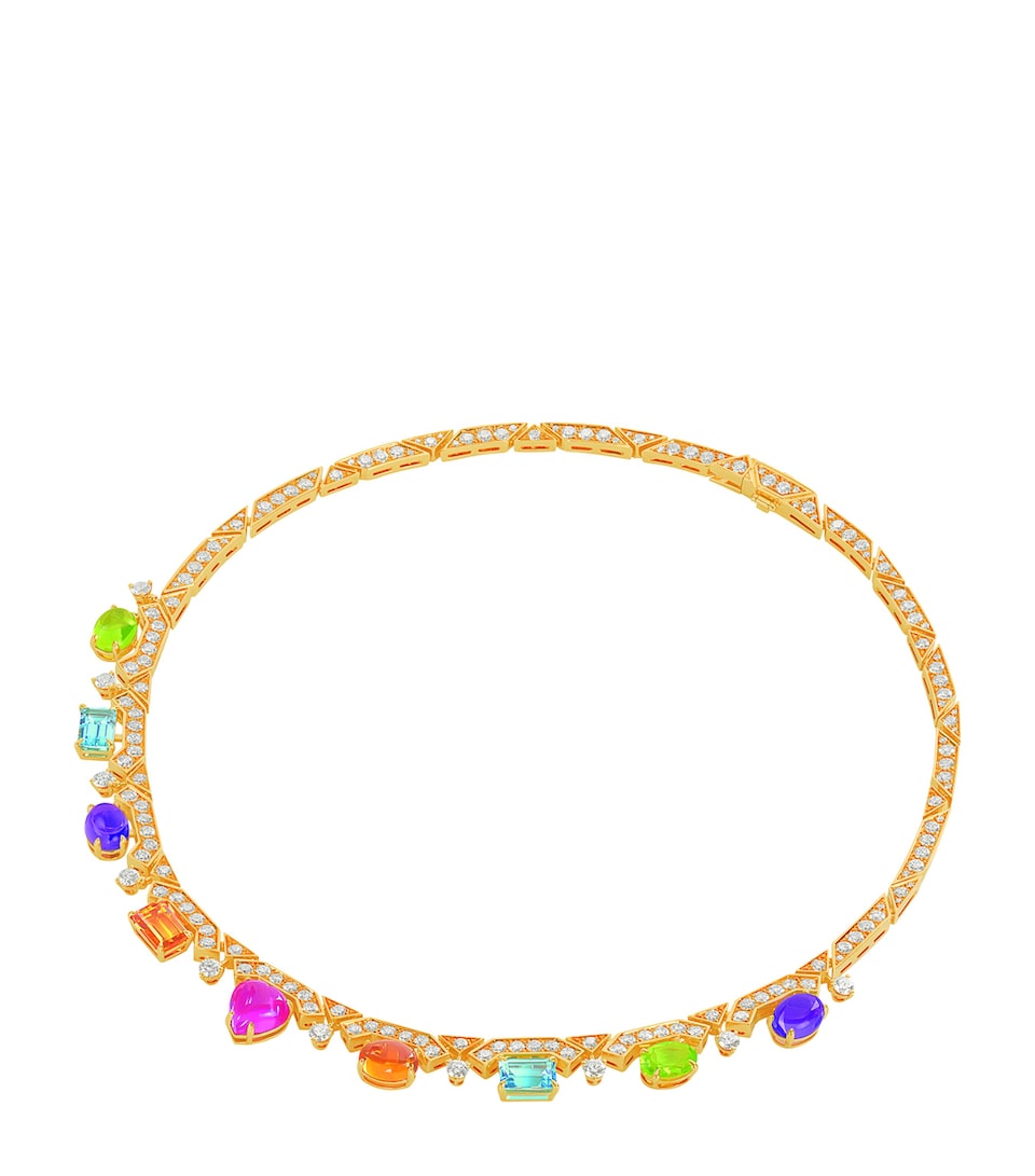 Yellow Gold, Diamond and Mixed Gemstone Allegra Necklace