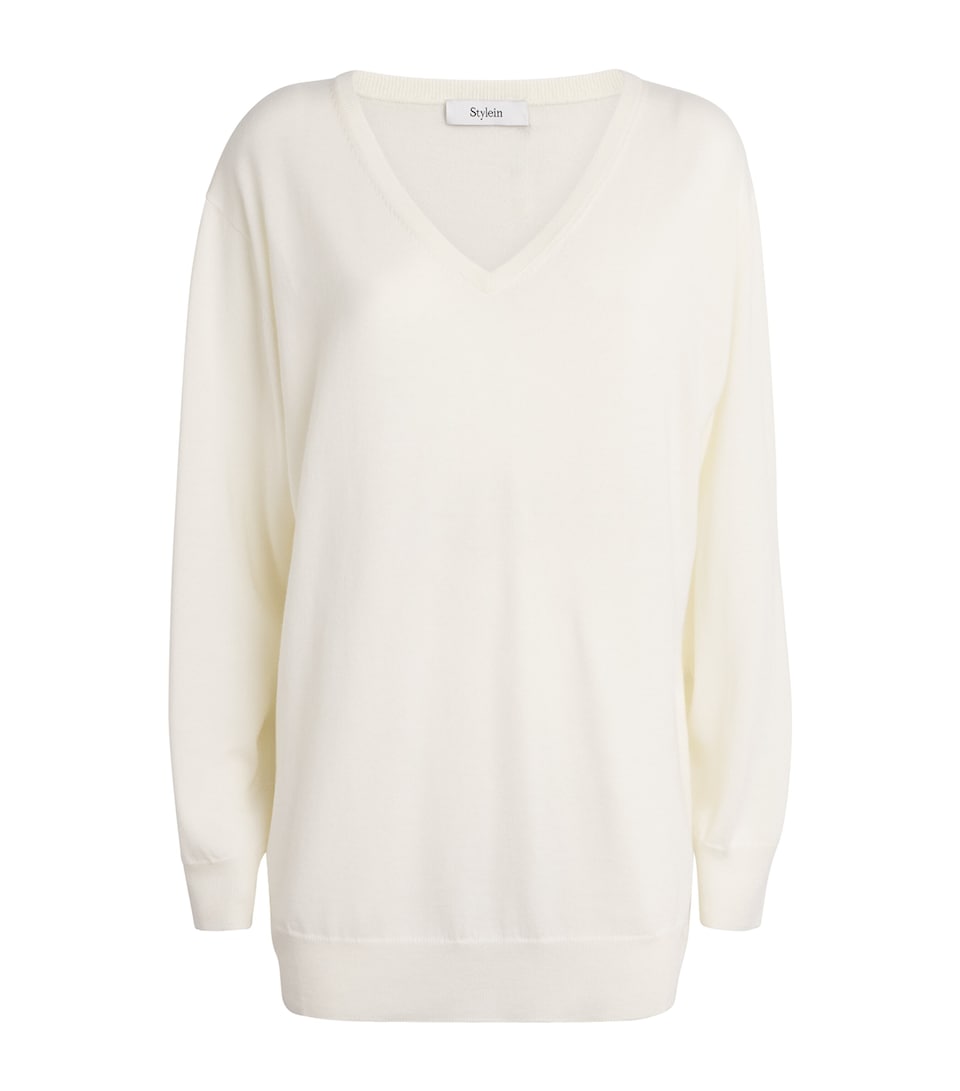 Stylein Womens Merino Wool Heramira V-Neck Sweater Cream