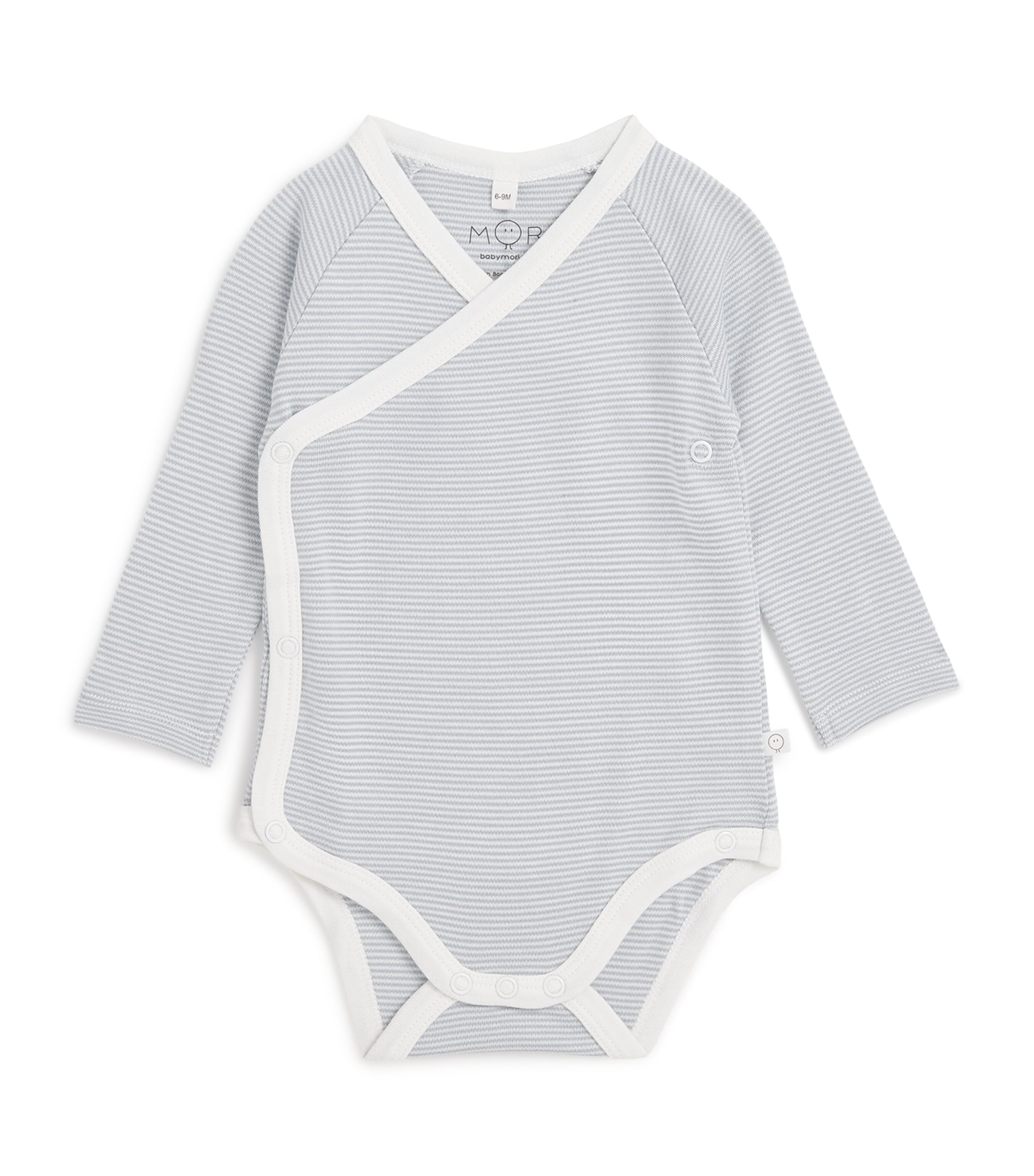 MORI Bamboo-Blend Kimono Bodysuit (9-12 Months) Blue Stripe