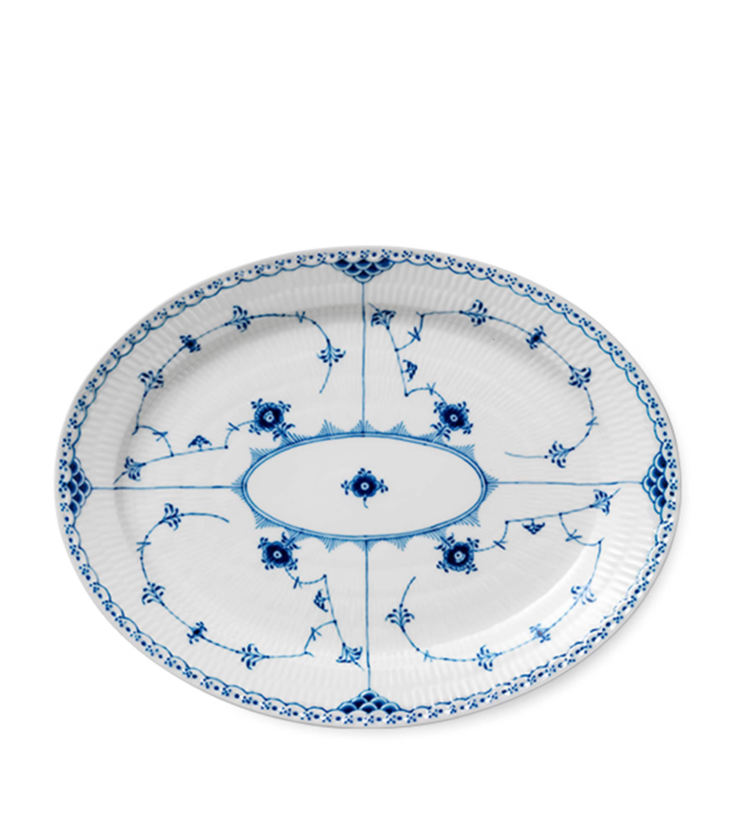 Royal Copenhagen Blue Fluted Half Lace Dish (36cm) Blue