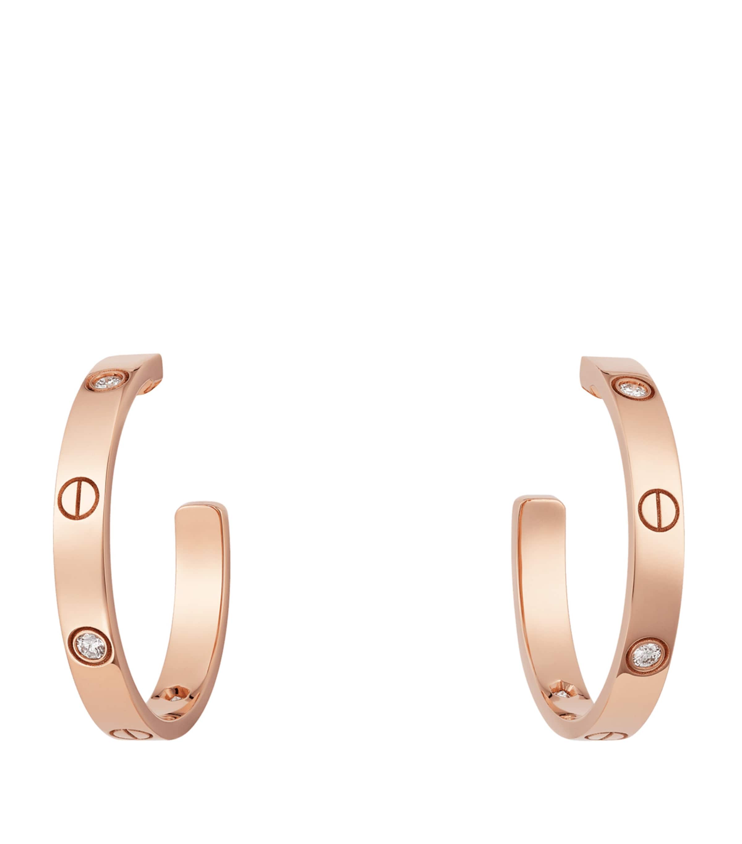 Rose Gold and Diamond Love Hoop Earrings