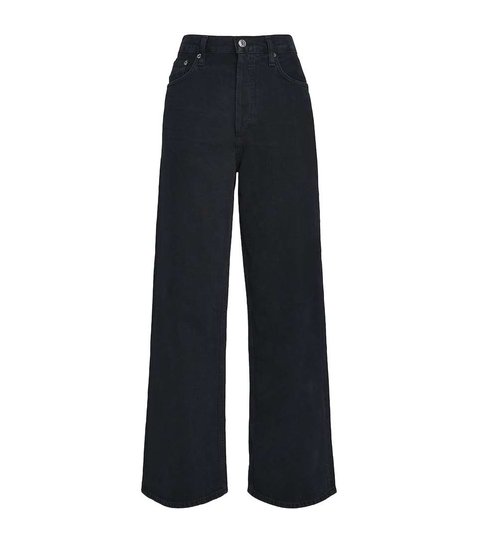 AGOLDE Womens The Low-Slung Baggy Jeans Crushed (marble Blk)