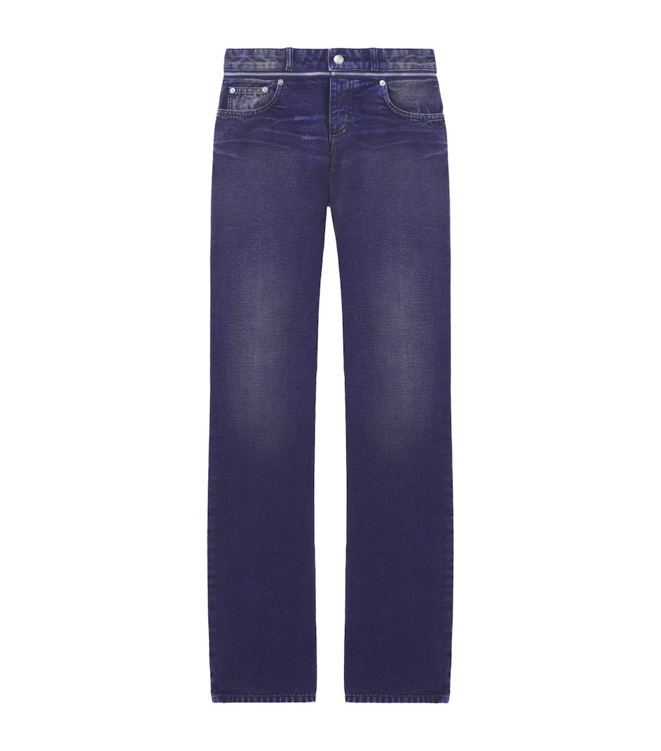 McQueen Womens Slashed Zip Low-Rise Bootcut Jeans