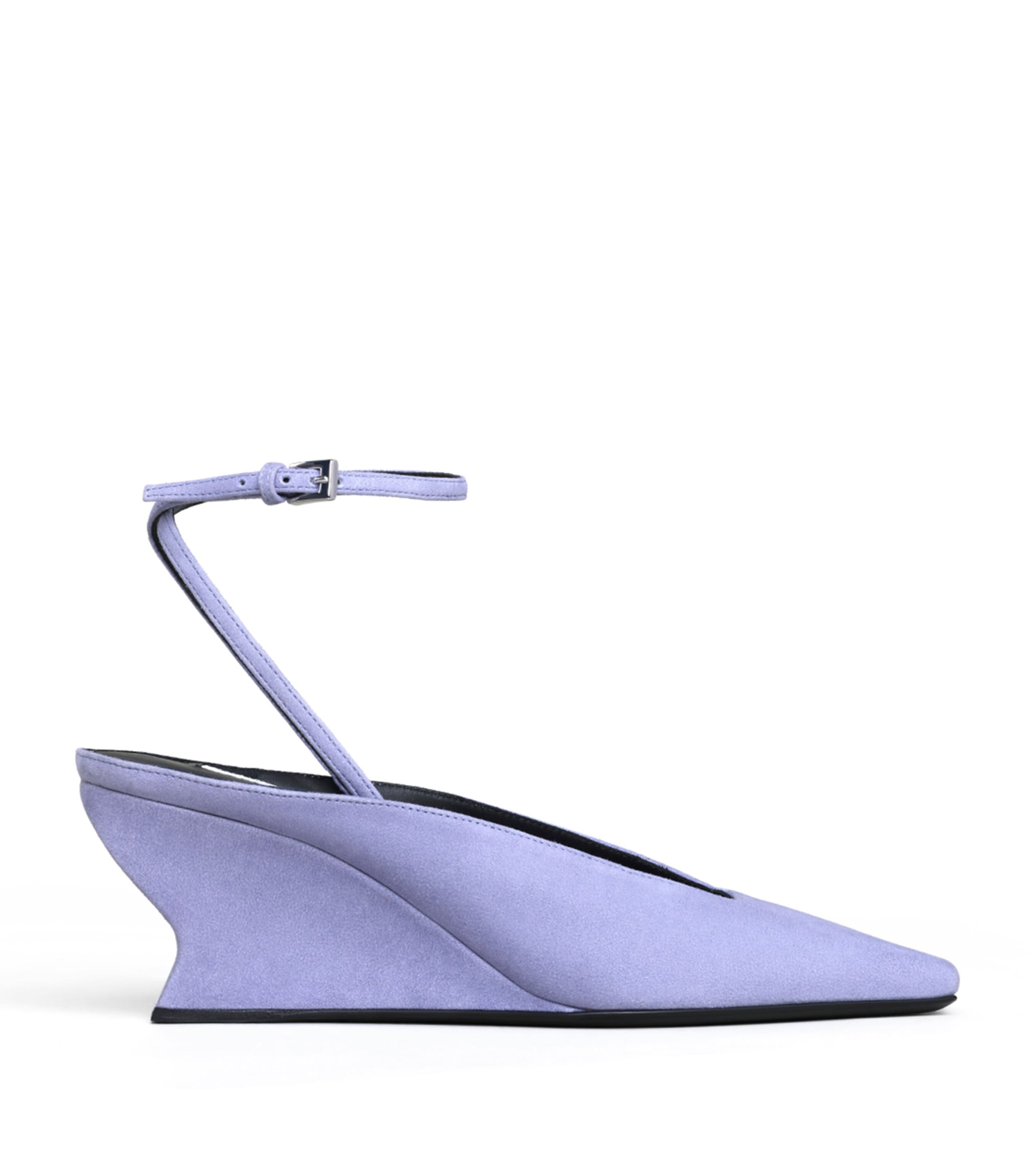 Alaïa Suede Wave Wedge Pumps 60 Lilas