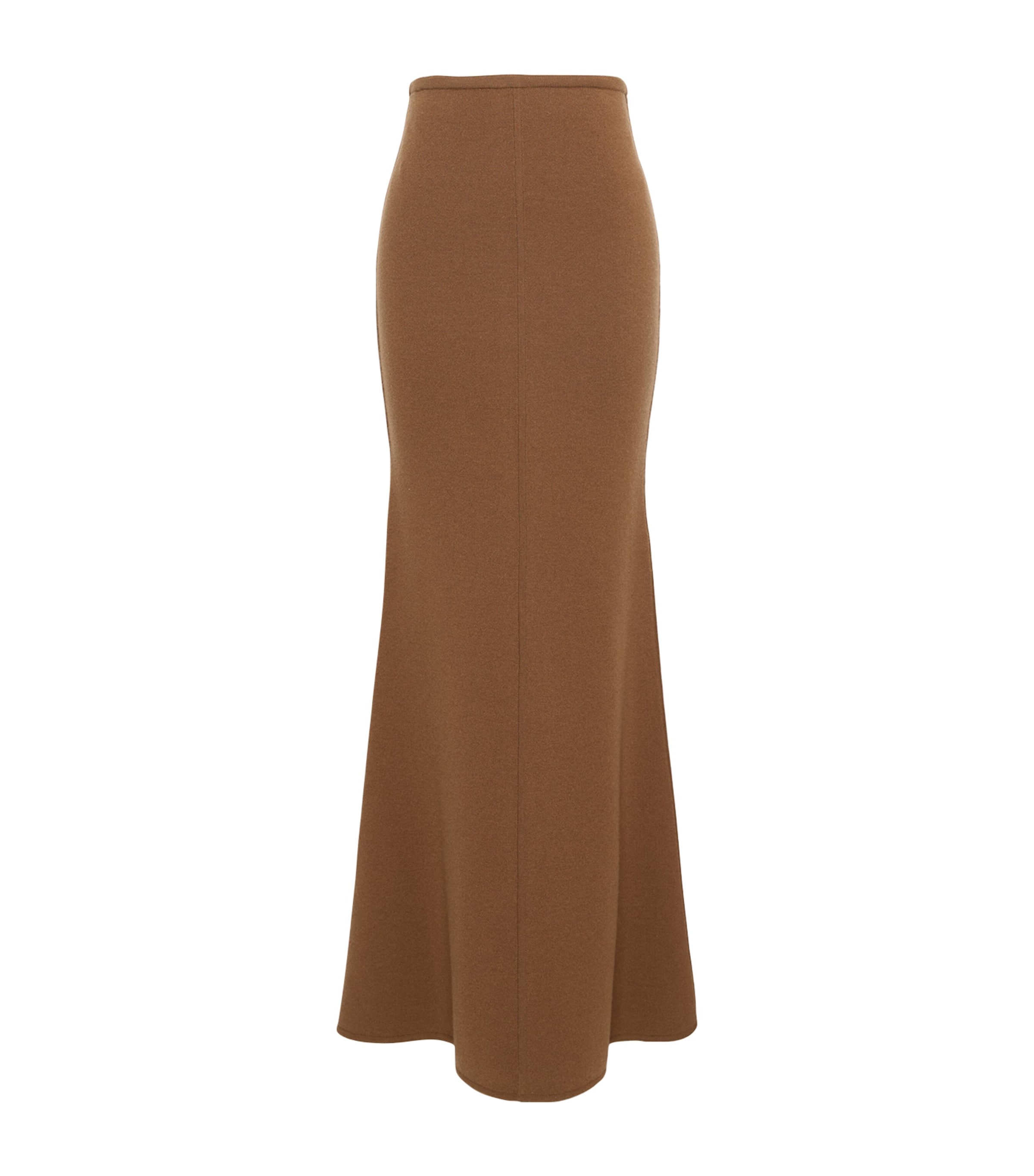 Max Mara Womens Virgin Wool-Cashmere Knitted Maxi Skirt Camel