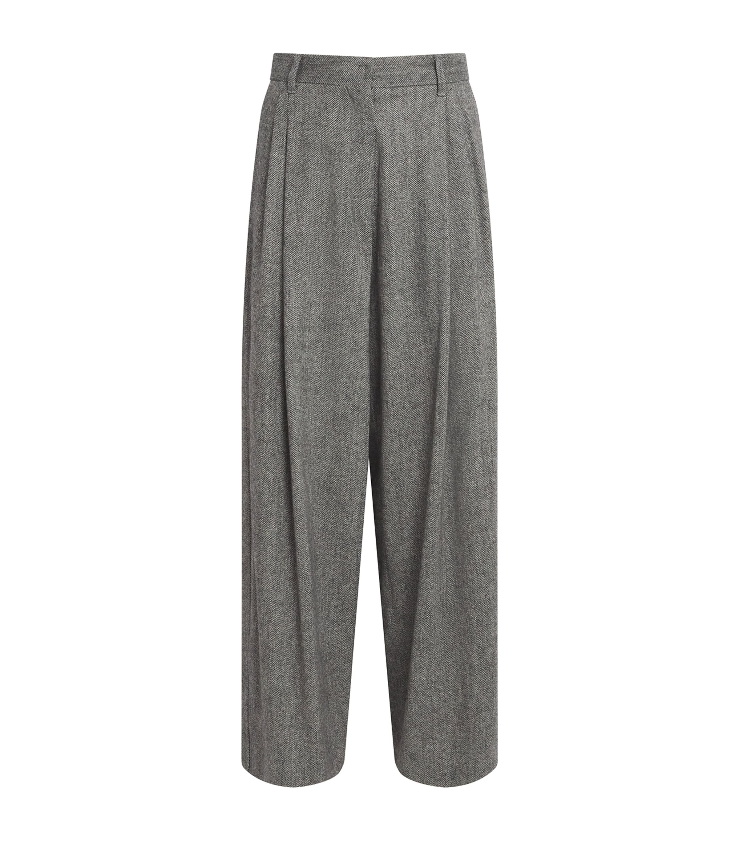 Virgin Wool-Blend Herringbone Trousers