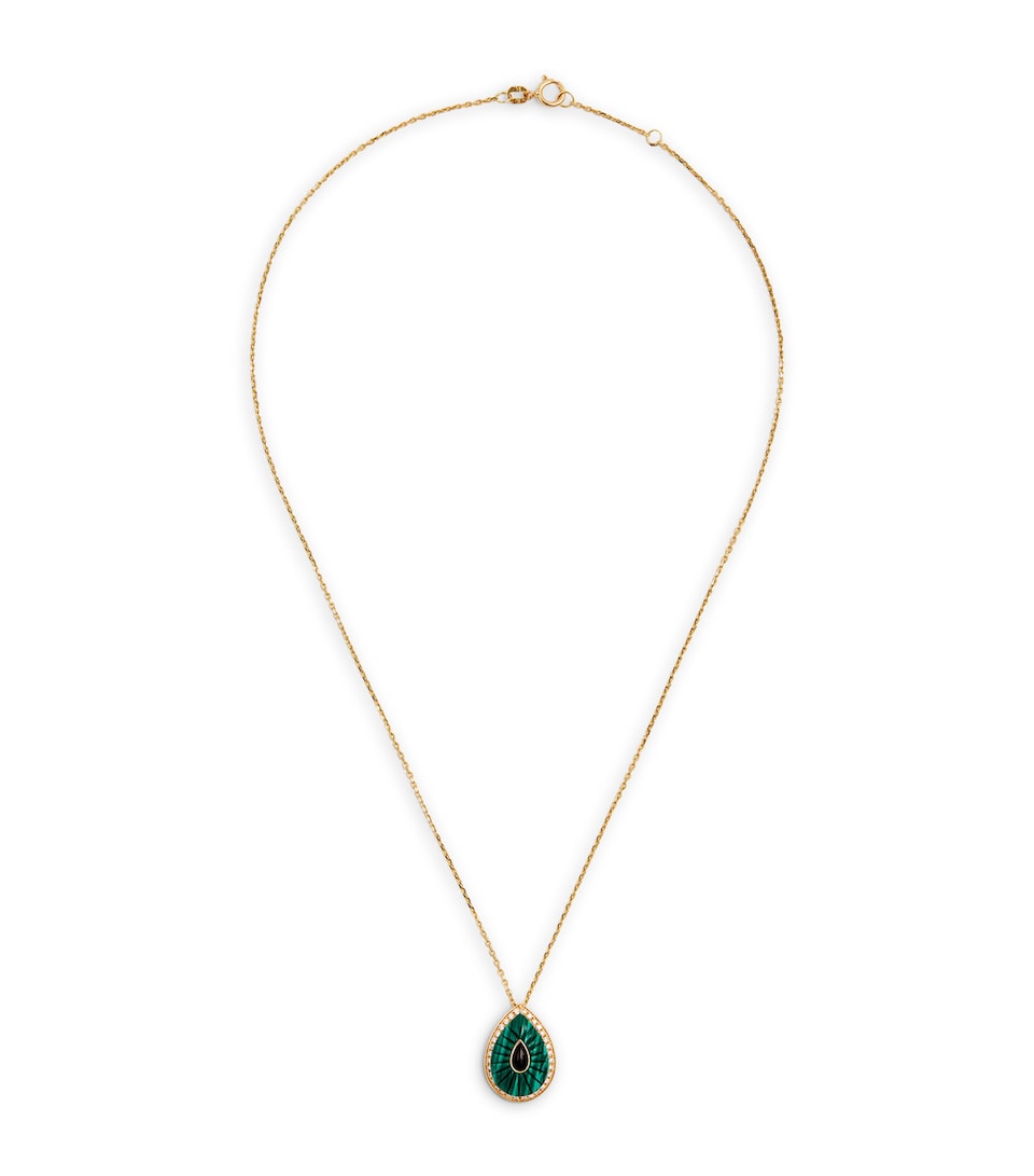 Yellow Gold, Diamond and Malachite Bond Street Pendant Necklace