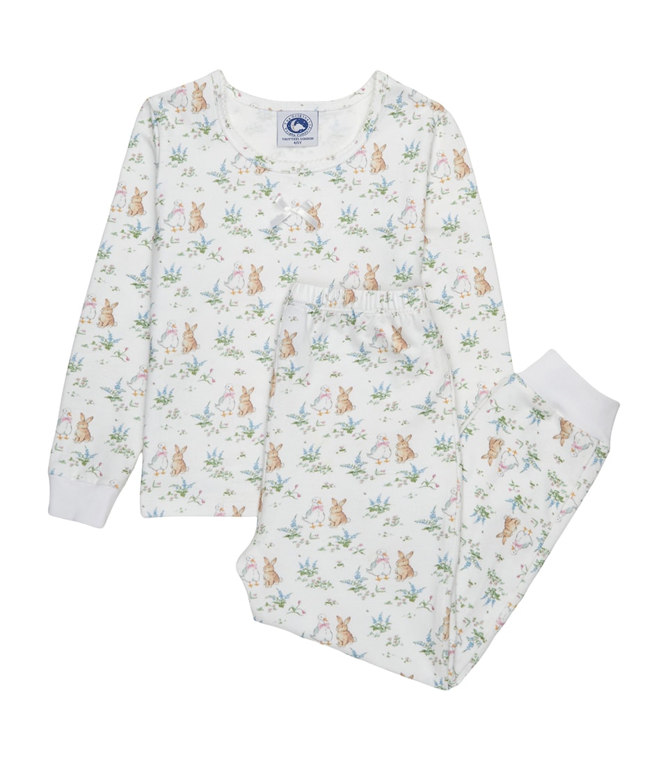 Trotters Duck and Bunny Print Pyjama Set (1-5 Years) White