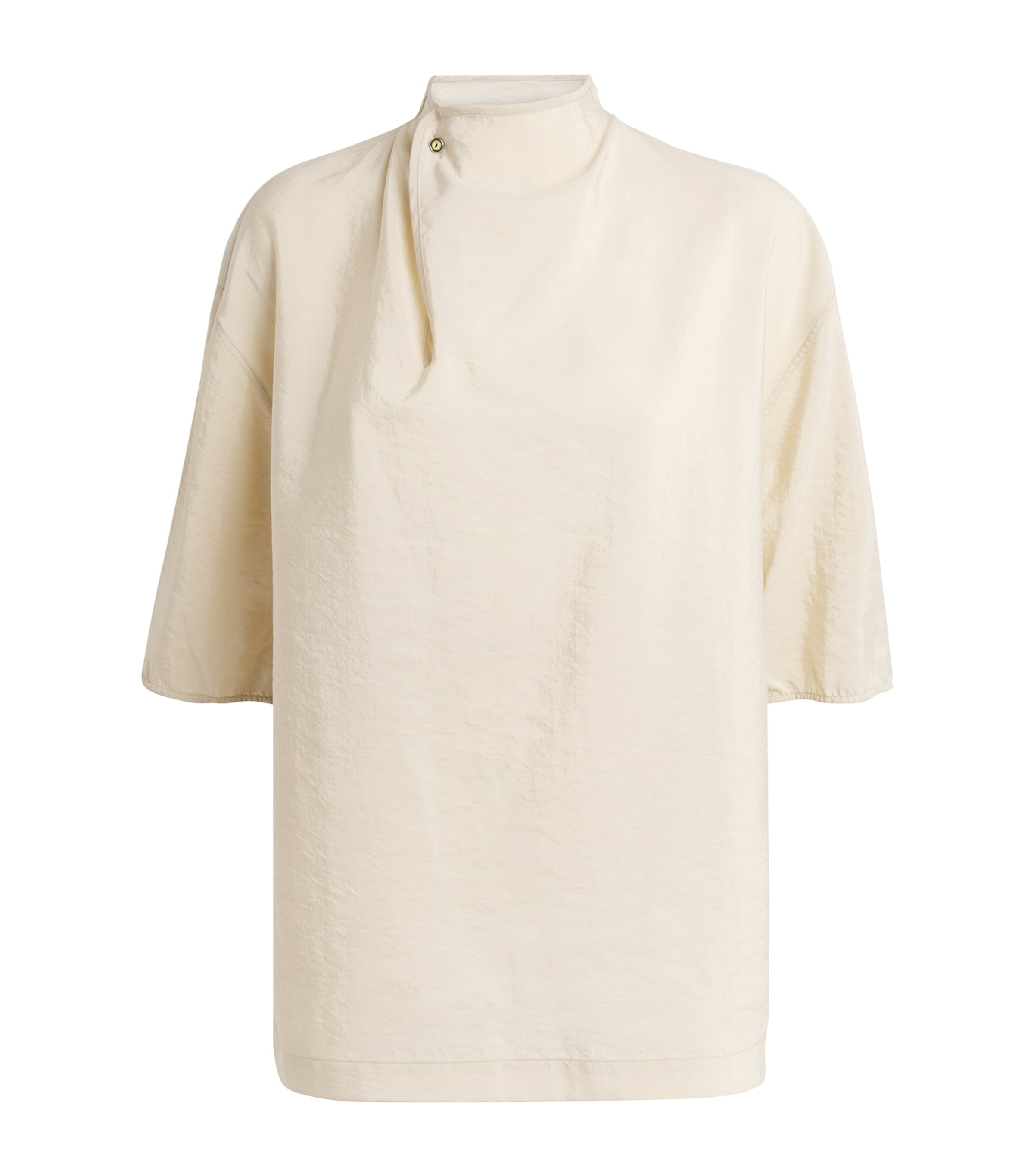 Lemaire Womens Silk-Blend High-Neck Blouse Oat Milk
