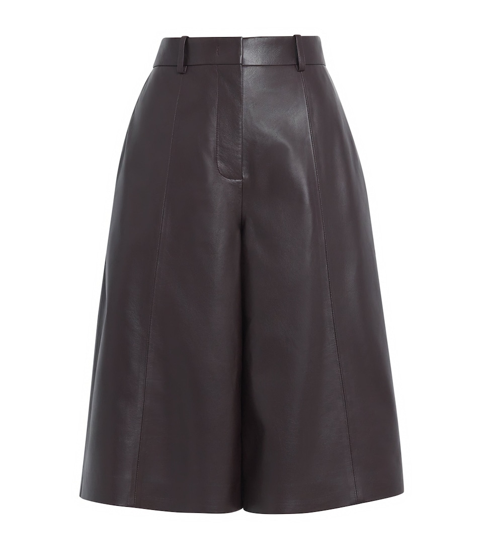 Joseph Womens Nappa Lambskin Asia Shorts Mahogany
