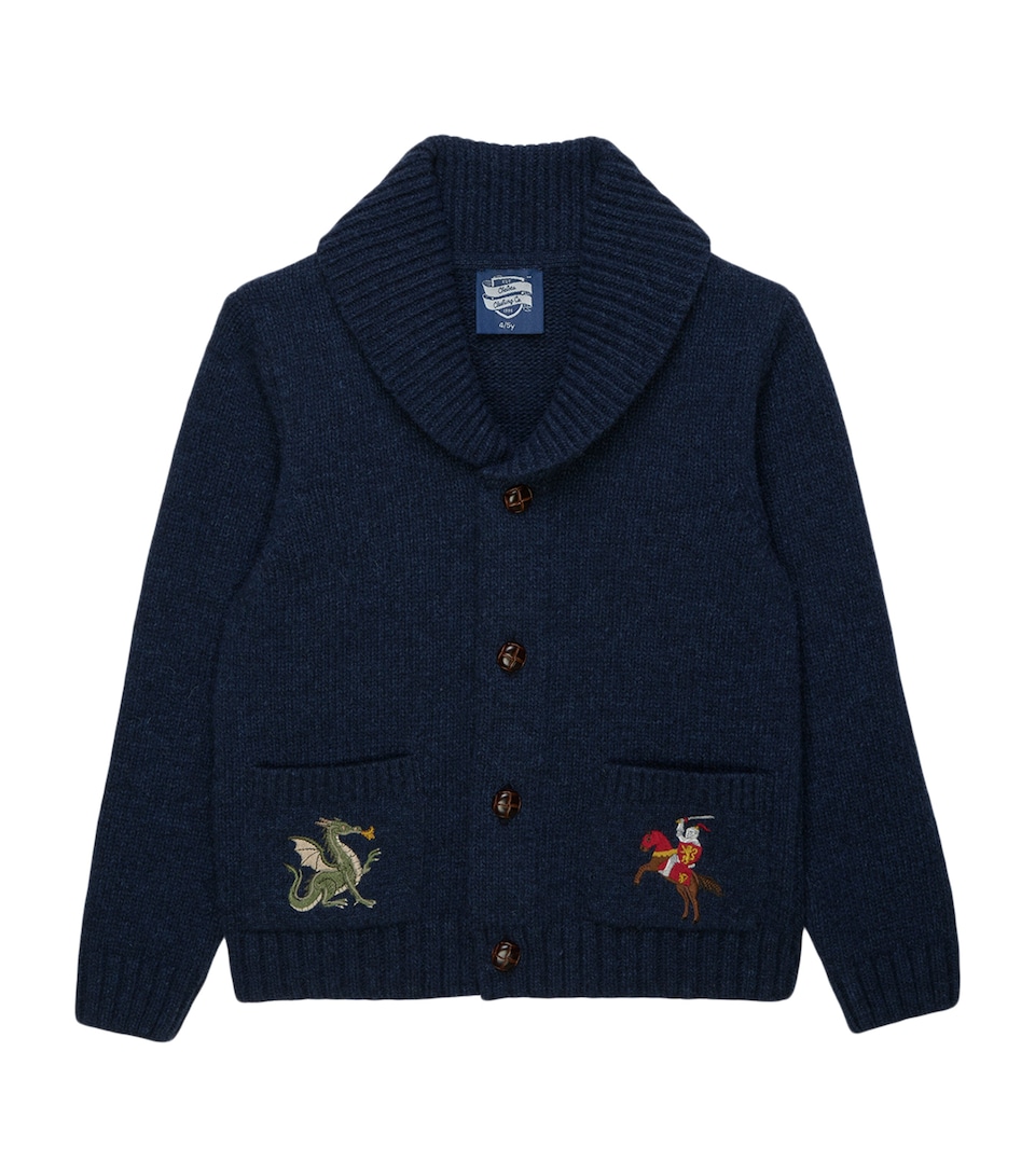 Trotters Wool-Blend Knight and Dragon Cardigan (6-11 Years) Navy