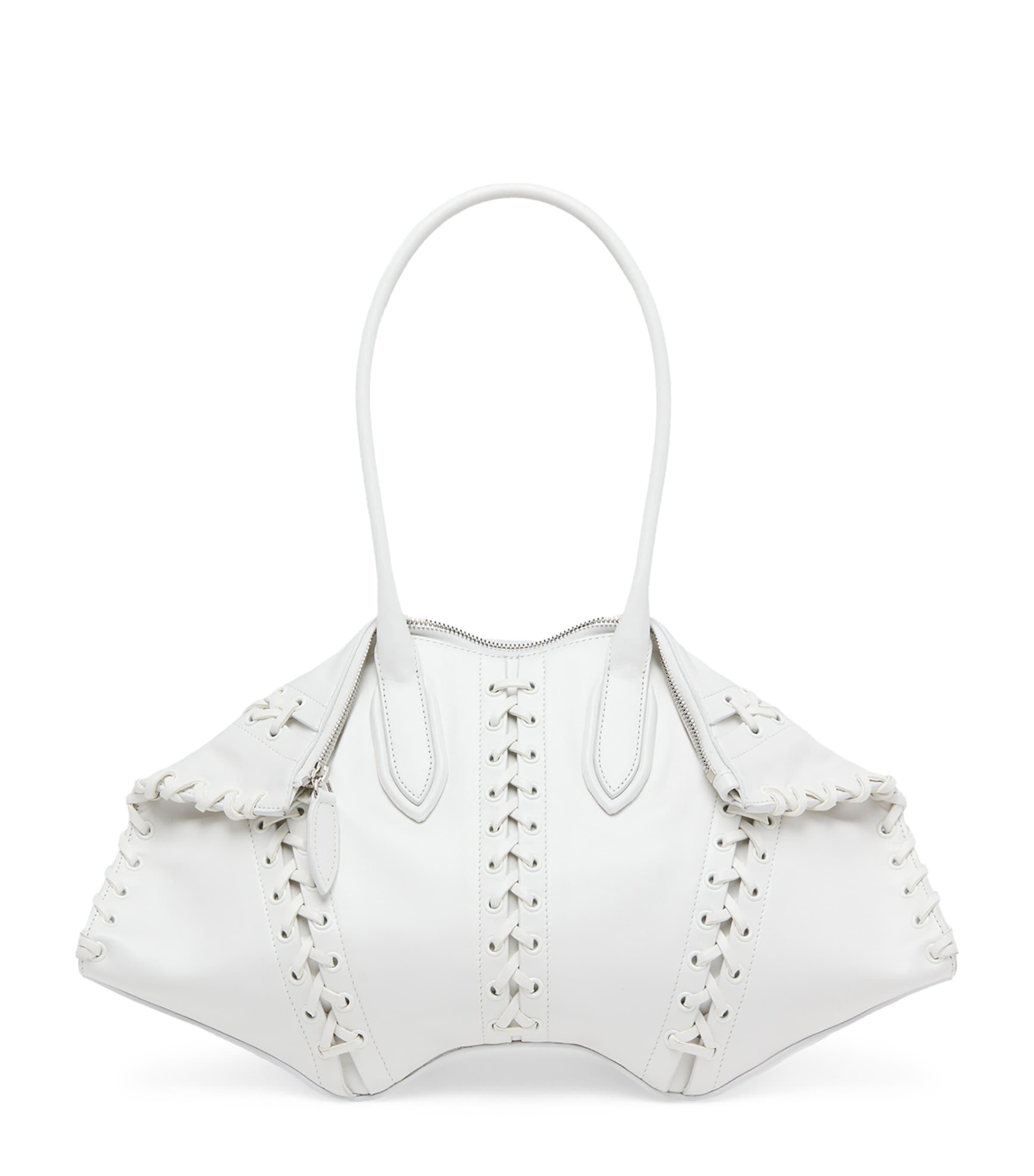 Leather Woven Manta Top-Handle Bag