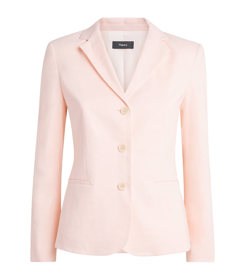 Theory Womens Linen-Blend Single-Breasted Blazer Xke Warm Pink