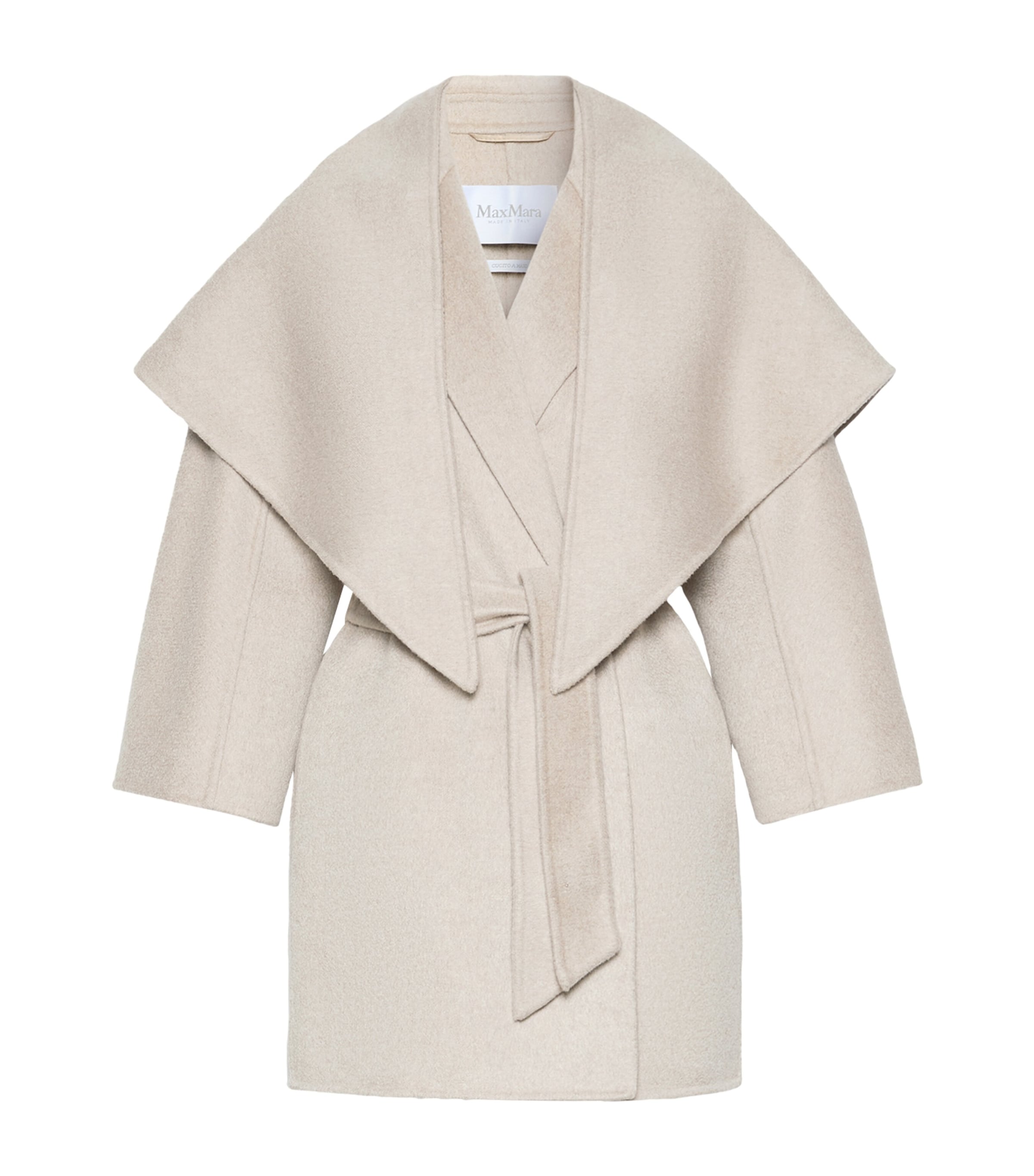 Max Mara Womens Cashmere Stole-Detail Wrap Coat Sand