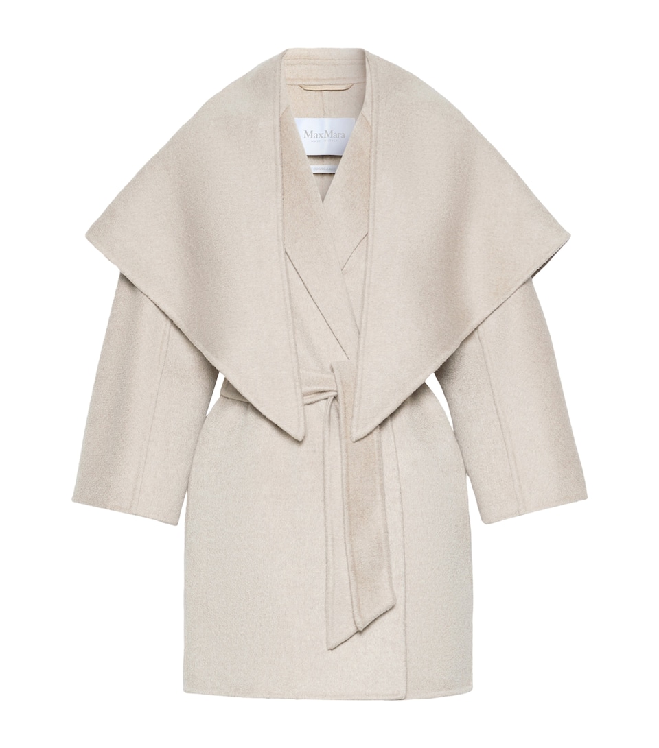 Max Mara Womens Cashmere Stole-Detail Wrap Coat Sand