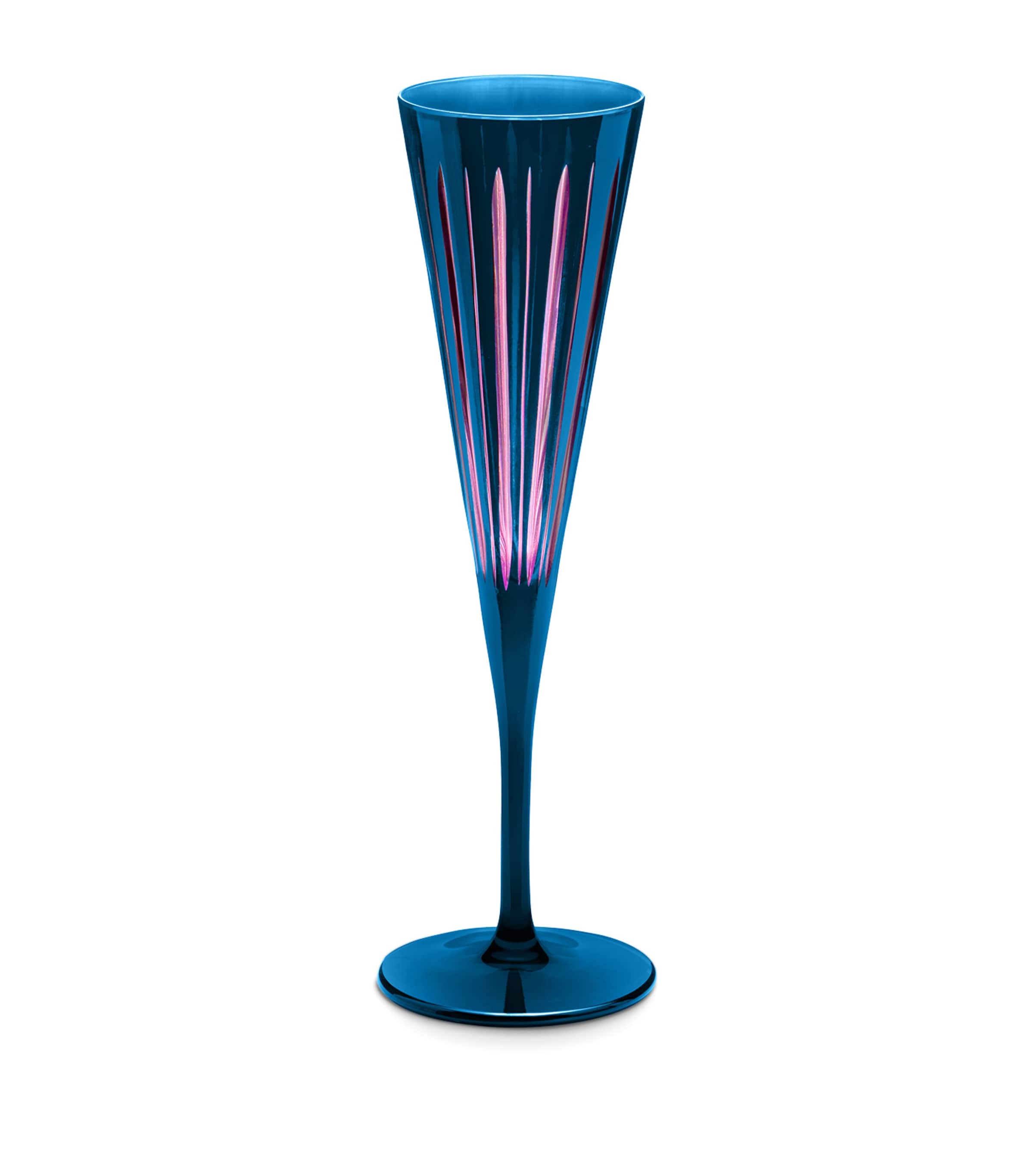 L'Objet Prism Champagne Flutes (Set of 4) Blue