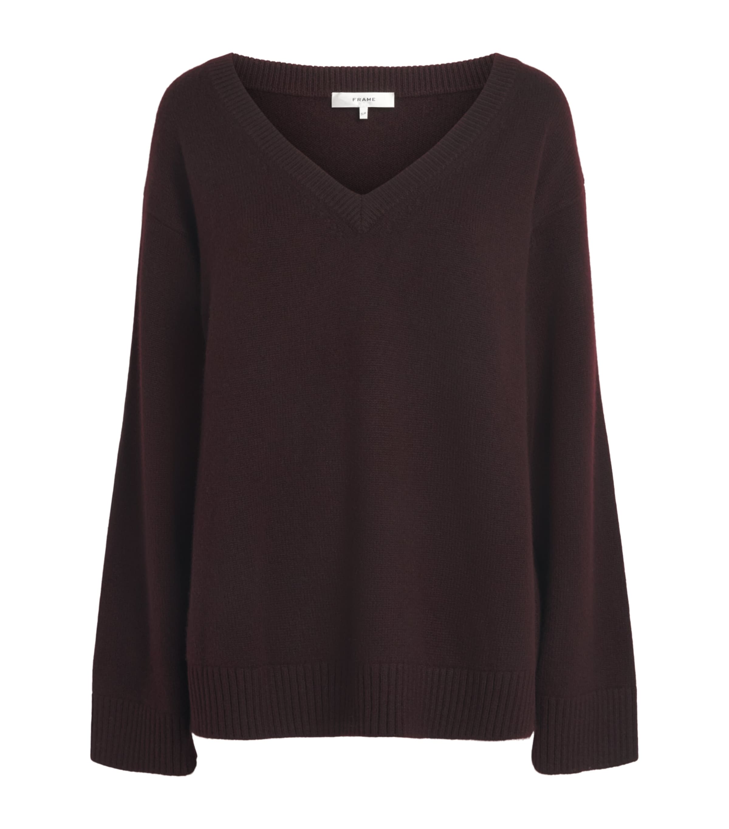 FRAME Womens Cashmere V-Neck Sweater Currant