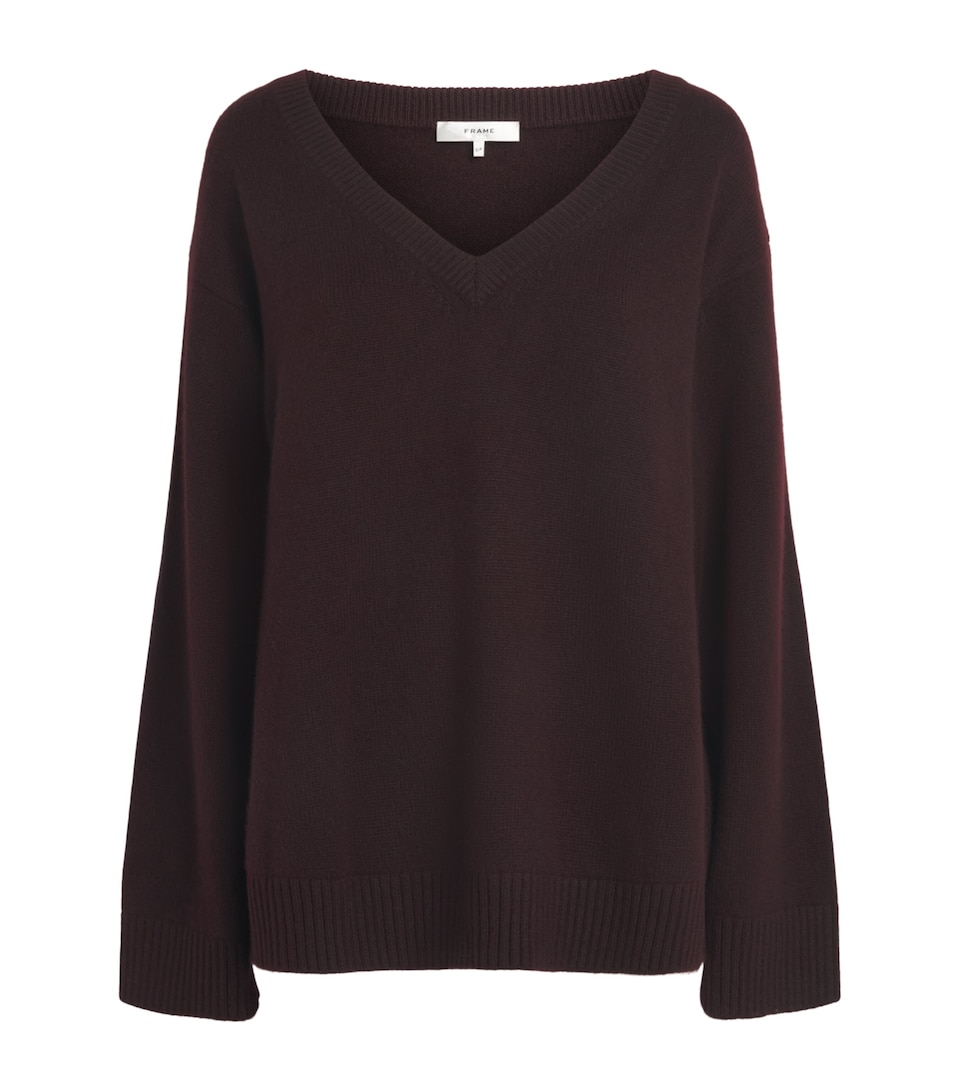 FRAME Womens Cashmere V-Neck Sweater Currant