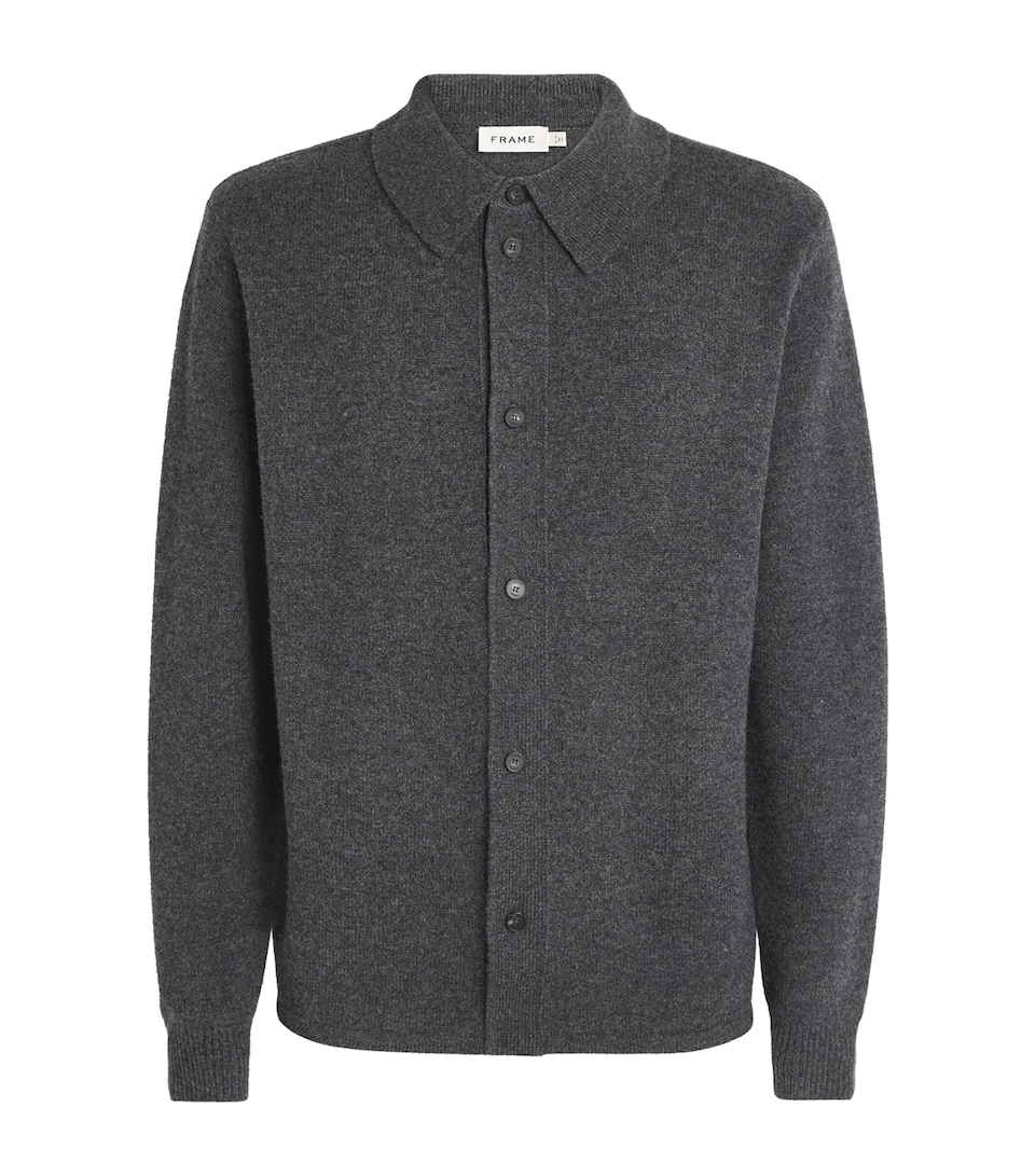 FRAME Mens Wool Collar Cardigan Dkgr Dark Grey