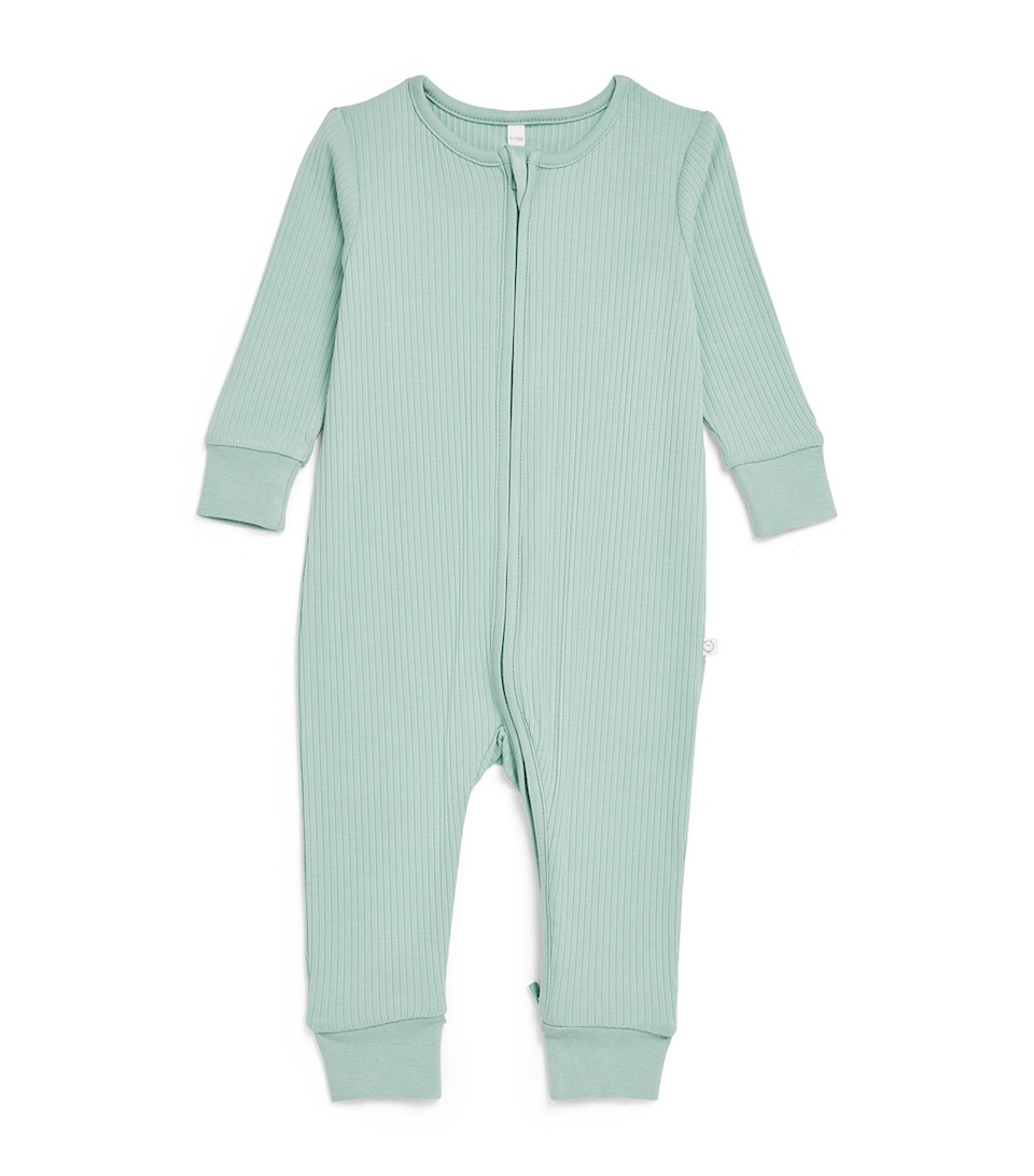 MORI Ribbed Clever Zip Playsuit (9-12 Months) Ribbed Mint