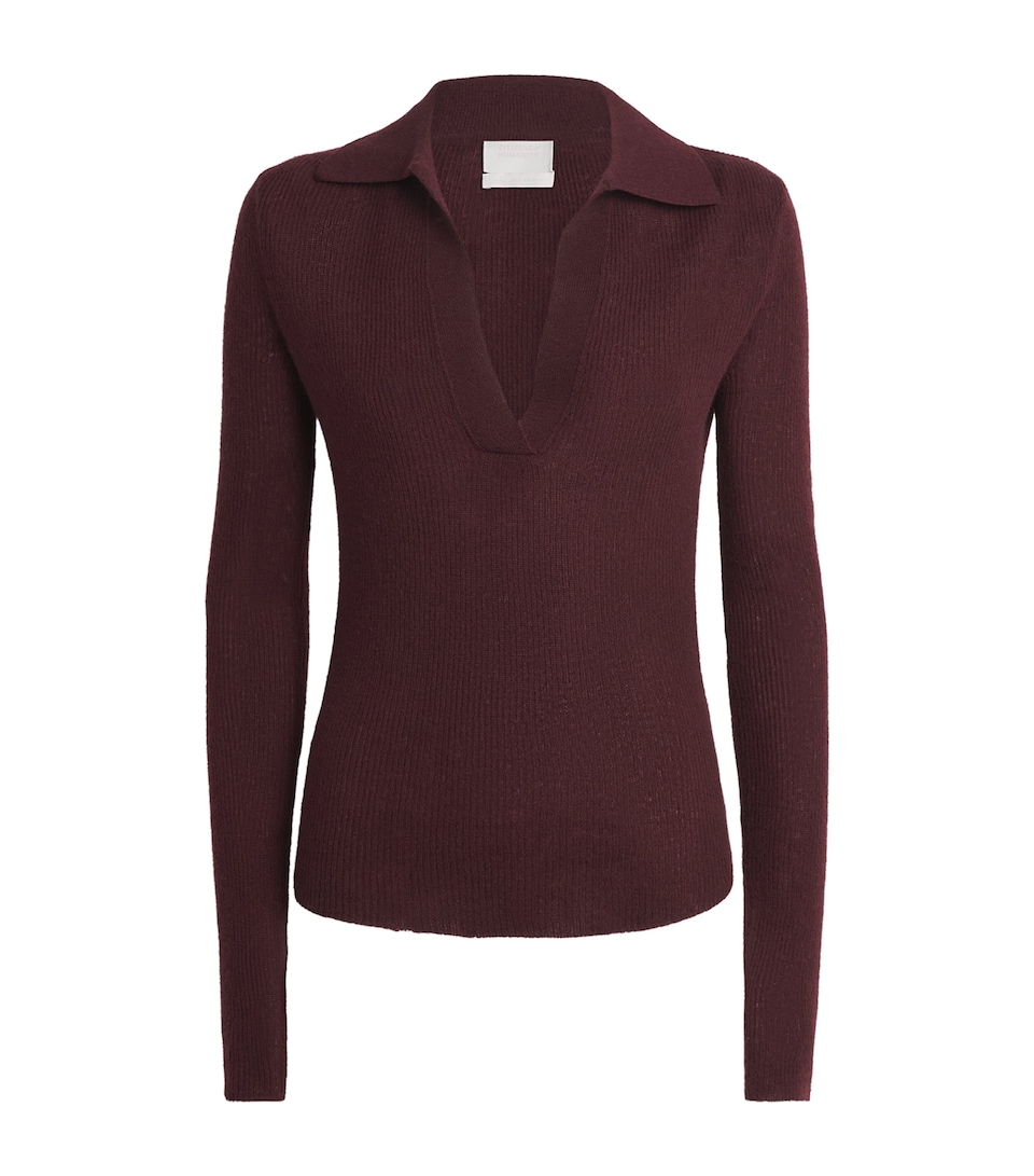 Citizens of Humanity Womens Wool-Cashmere Simone Polo Sweater Burgundy