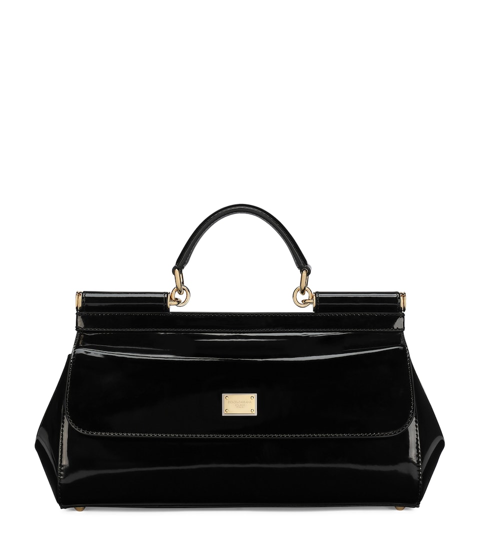 Medium Patent Sicily Top-Handle Bag