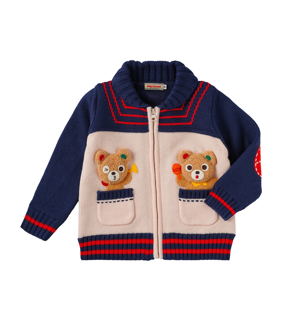 Miki House Wool-Blend Bear Cardigan (2-5 Years)