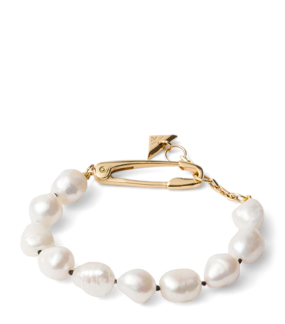 Prada Pearl Safety Pin Bracelet Gold/silver
