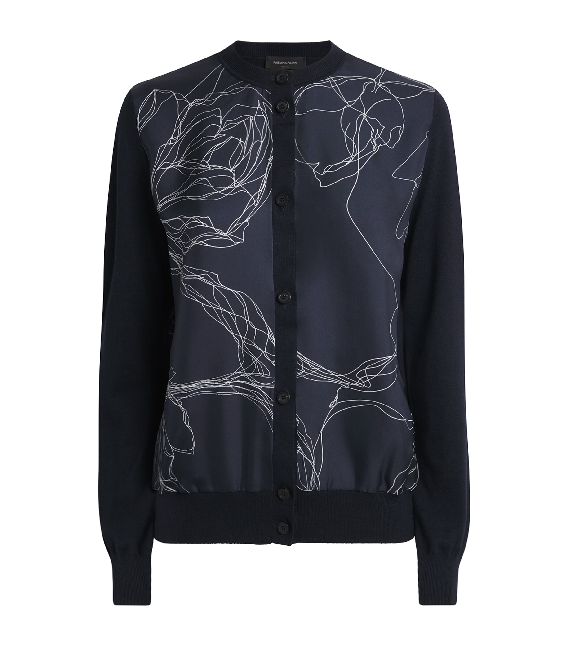 Fabiana Filippi Womens Silk-Blend Floral Cardigan Blu Notte