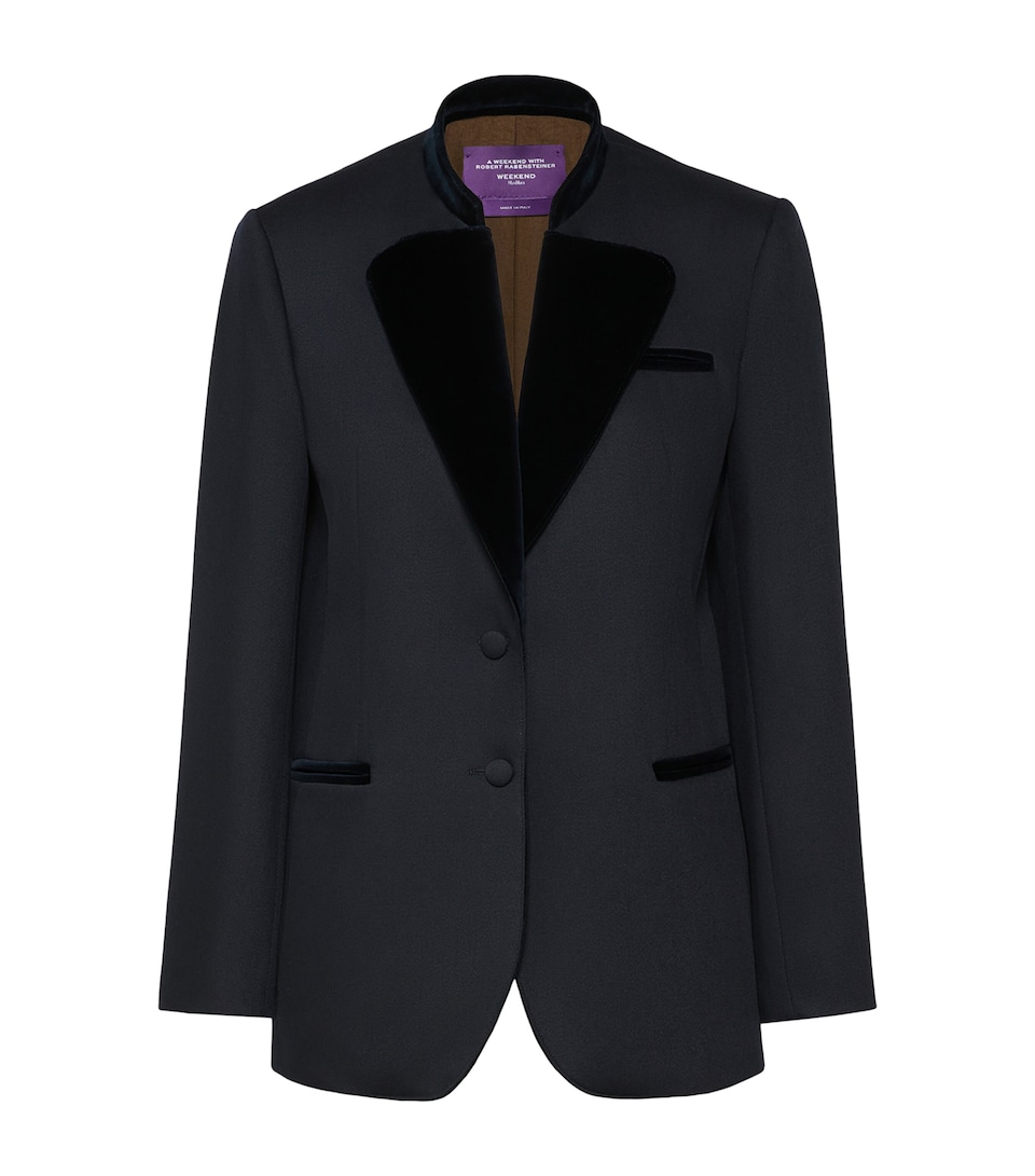 Weekend Max Mara Womens Virgin Wool Blazer Ultramarine