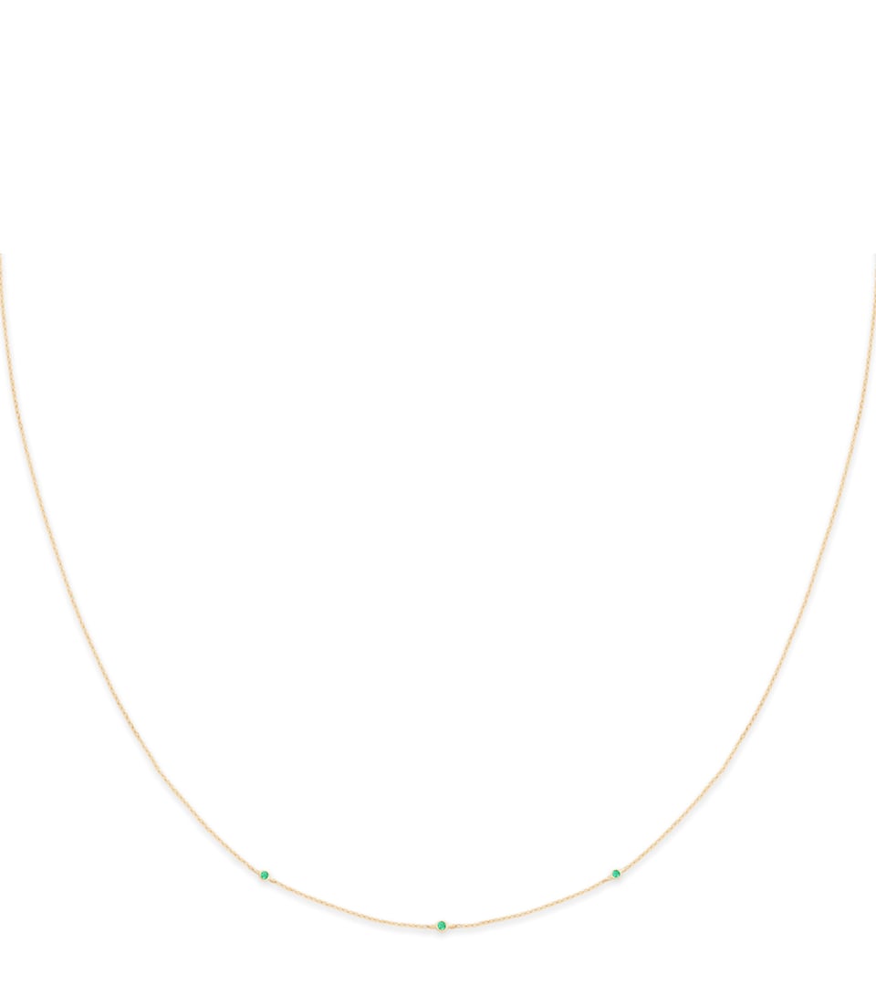 Astrid & Miyu Yellow Gold and Emerald Charm Necklace Gold