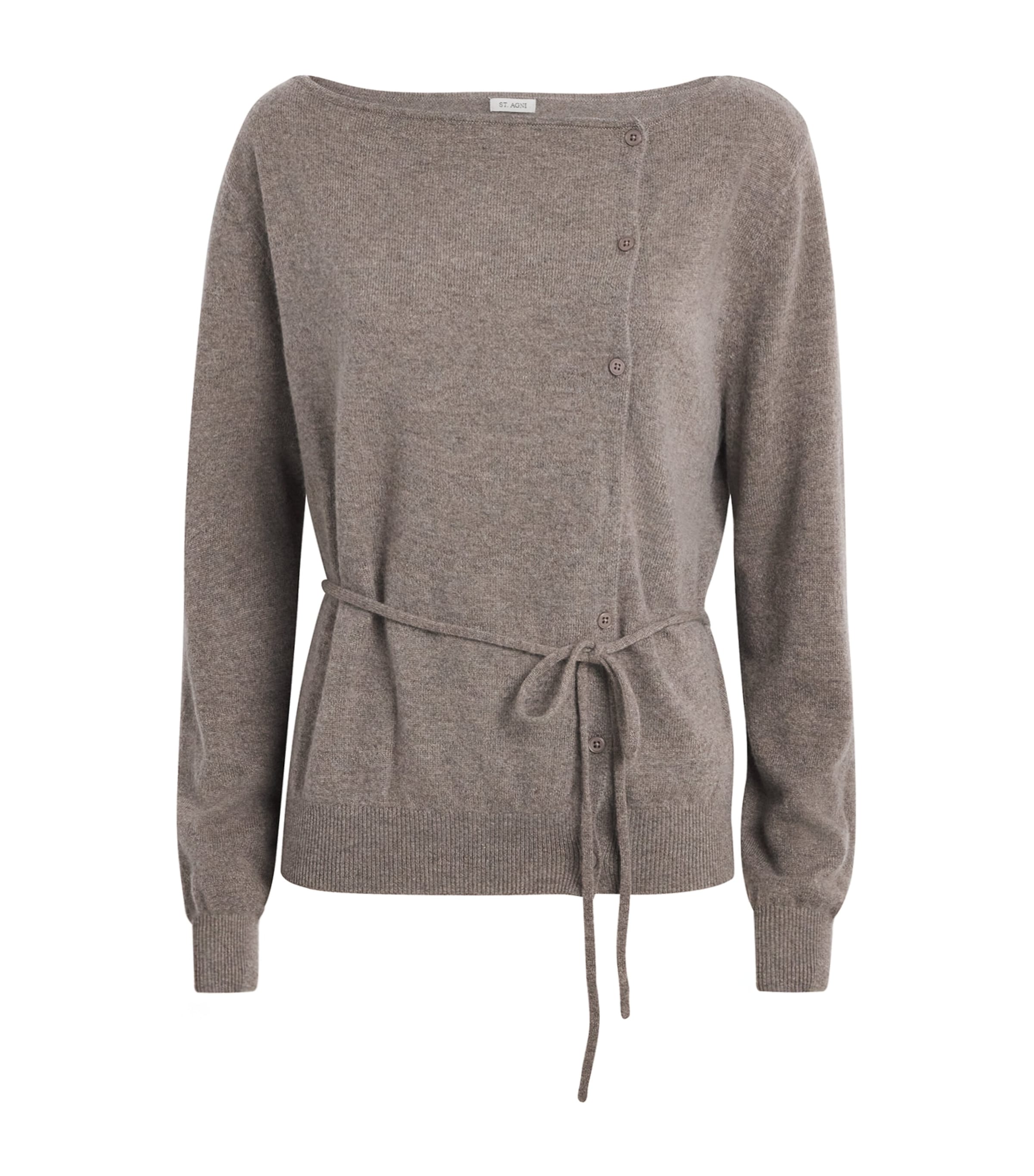 St. Agni Womens Cashmere Belted Asymmetrical Cardigan Vapor