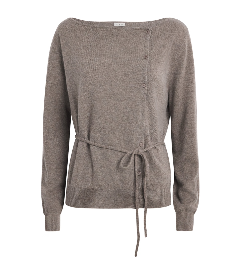 St. Agni Womens Cashmere Belted Asymmetrical Cardigan Vapor