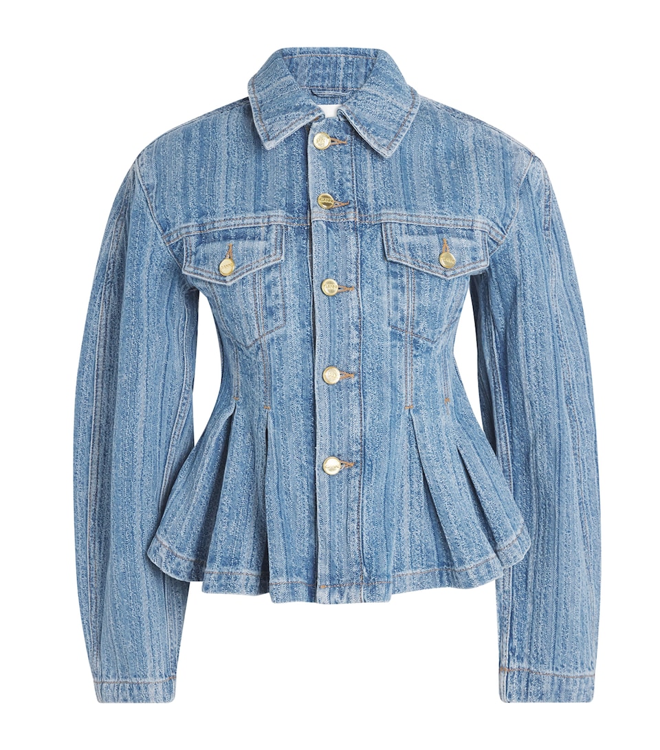 Pleated Stripe Denim Jacket