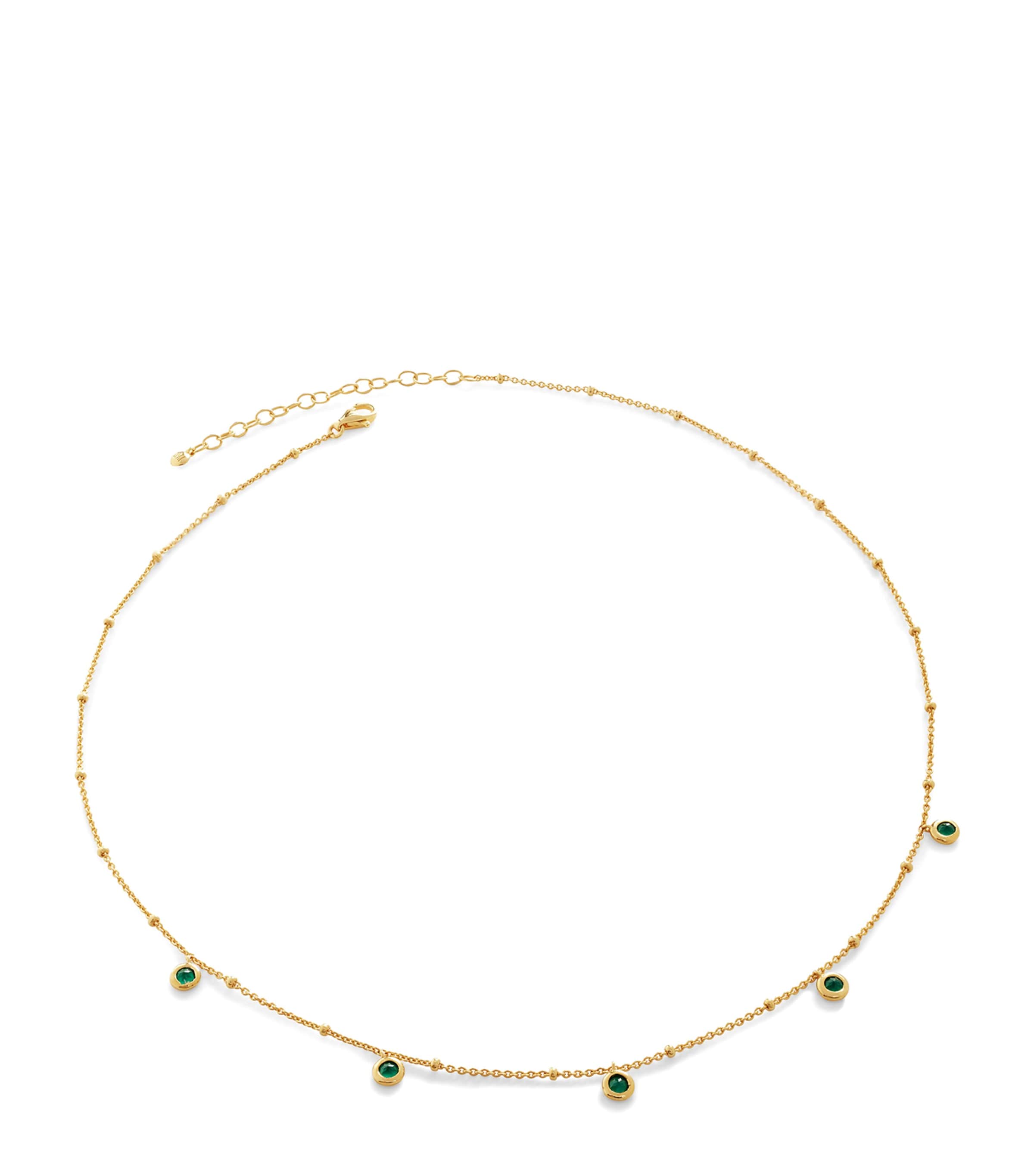 Monica Vinader Gold Vermeil and Green Onyx Chain Necklace Green